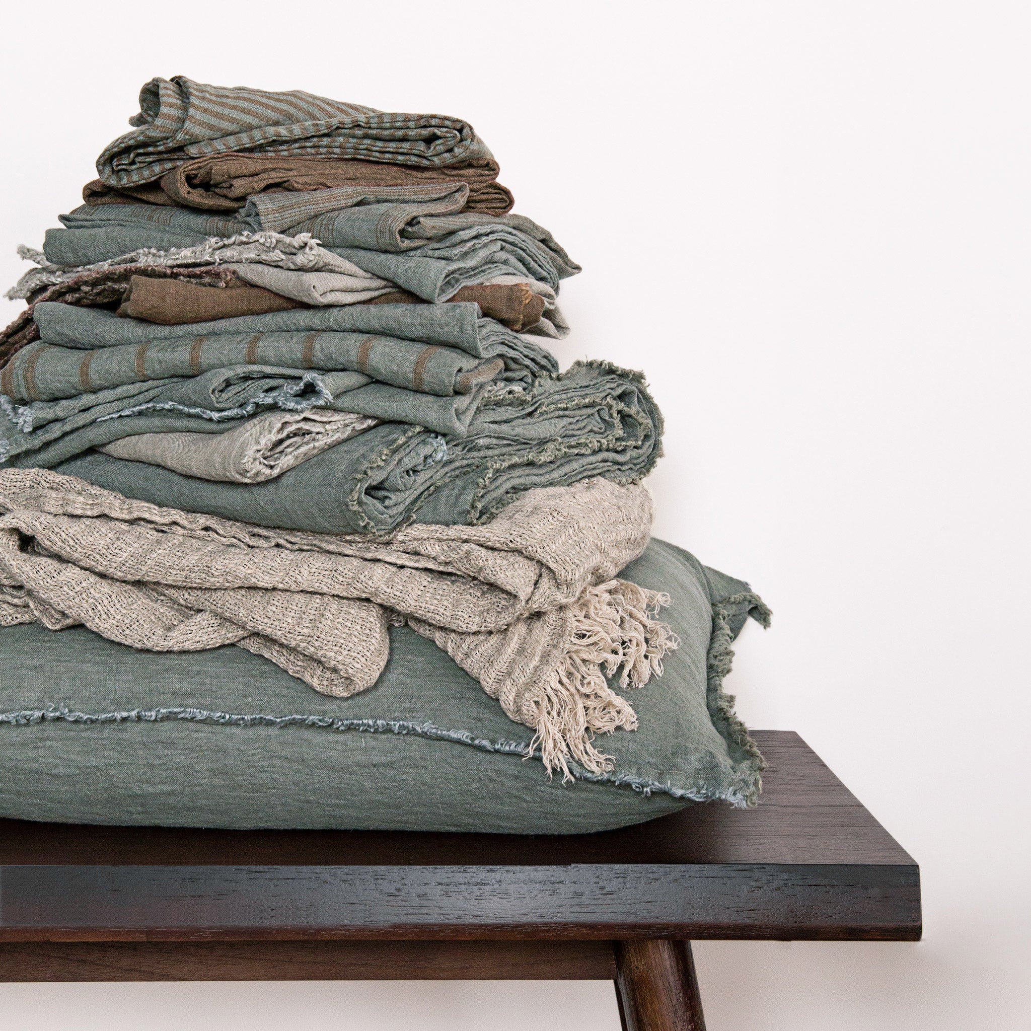 Flocca Linen Pillowcase | Oceanic Green Blue | Hale Mercantile Co.