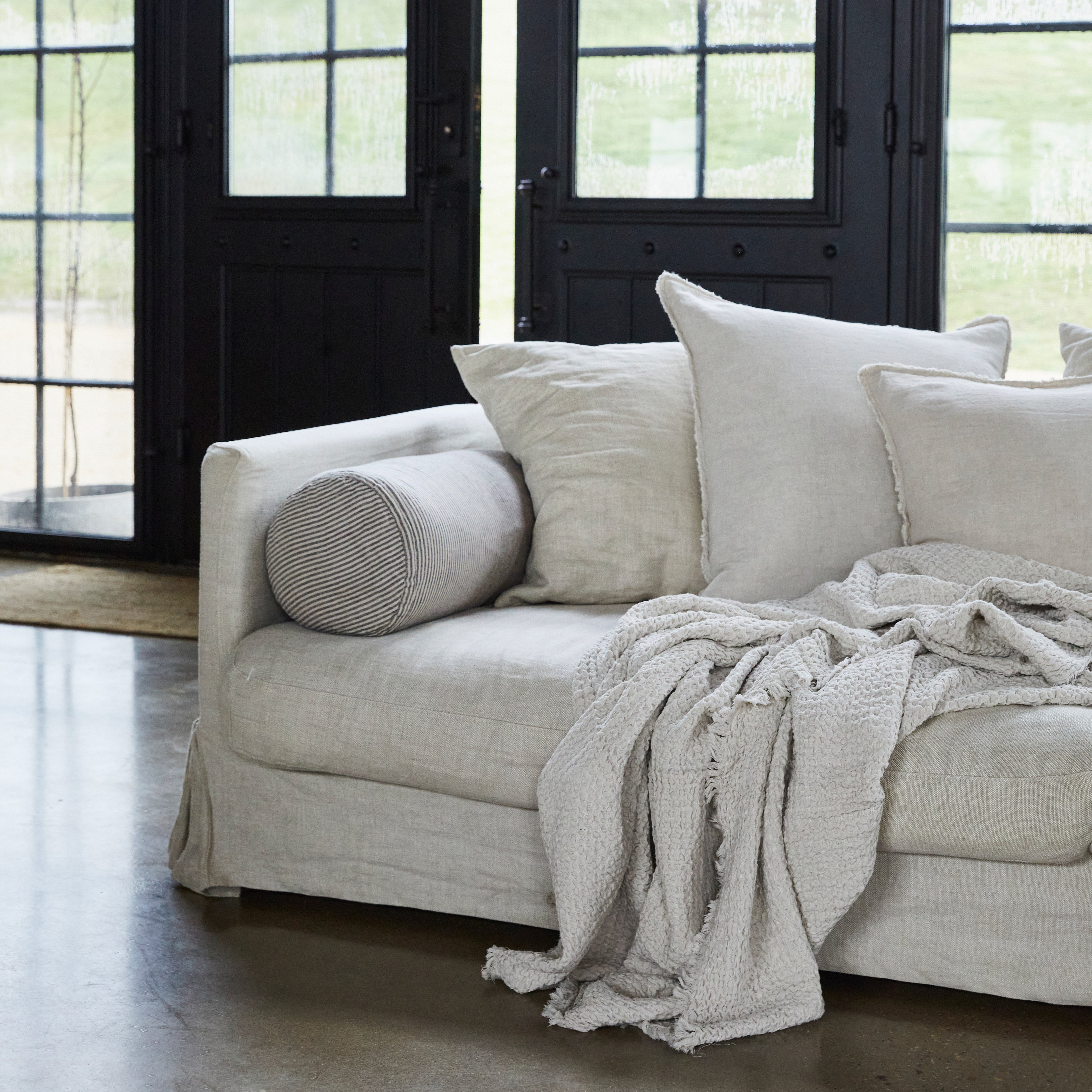 Linen Bolster Cushion | Natural Stripe | Hale Mercantile Co.