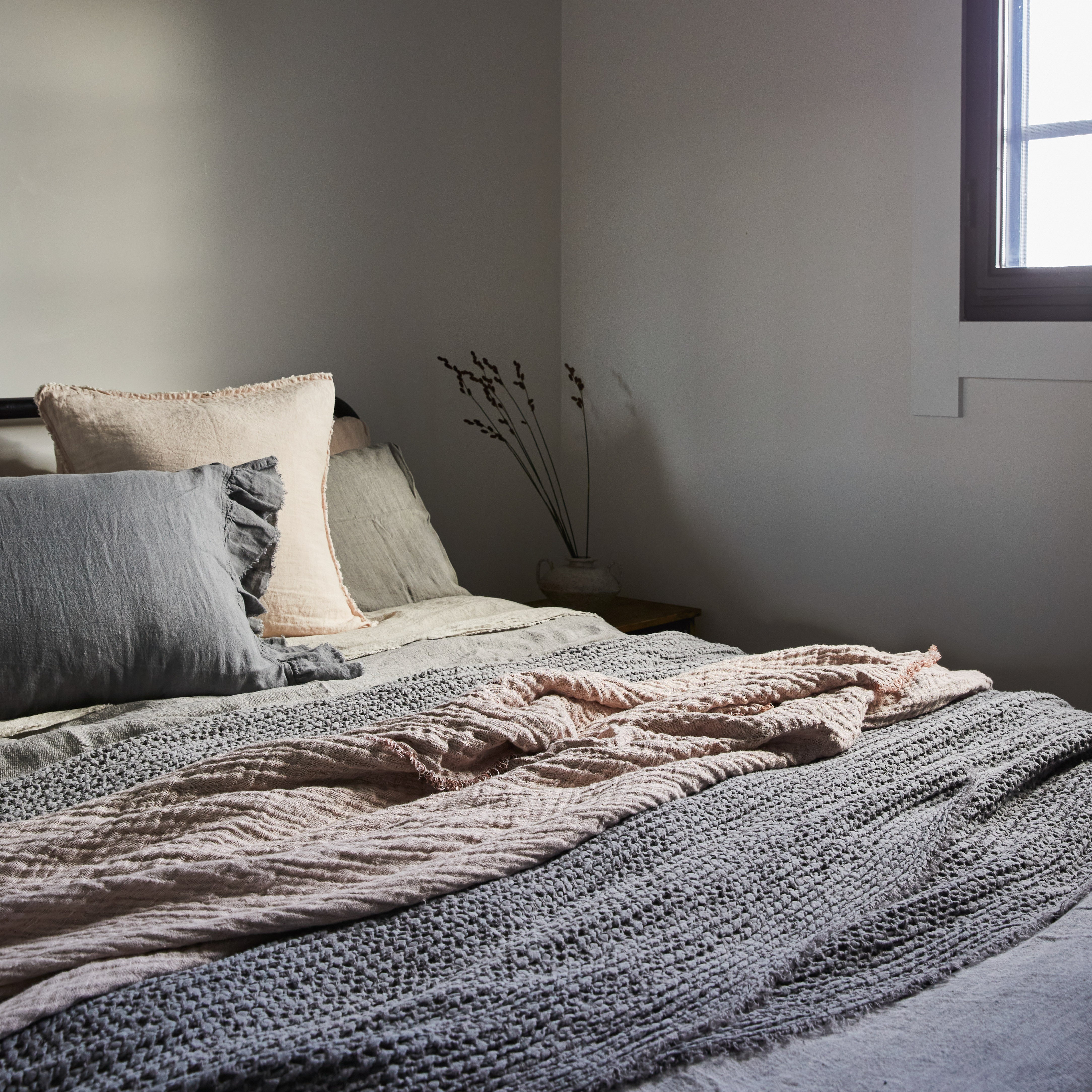 Reversible Linen Throw | Mulberry & Pink | Hale Mercantile Co.