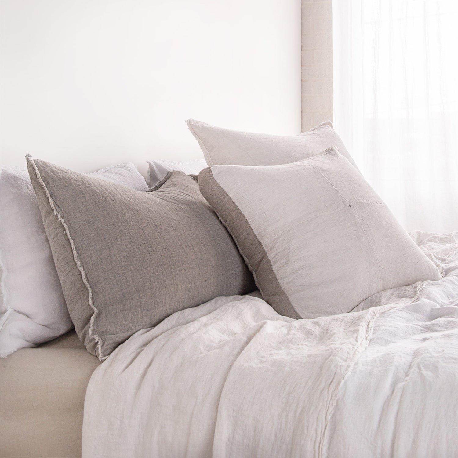 Flocca Linen Pillowcase | Sandy Grey | Hale Mercantile Co.