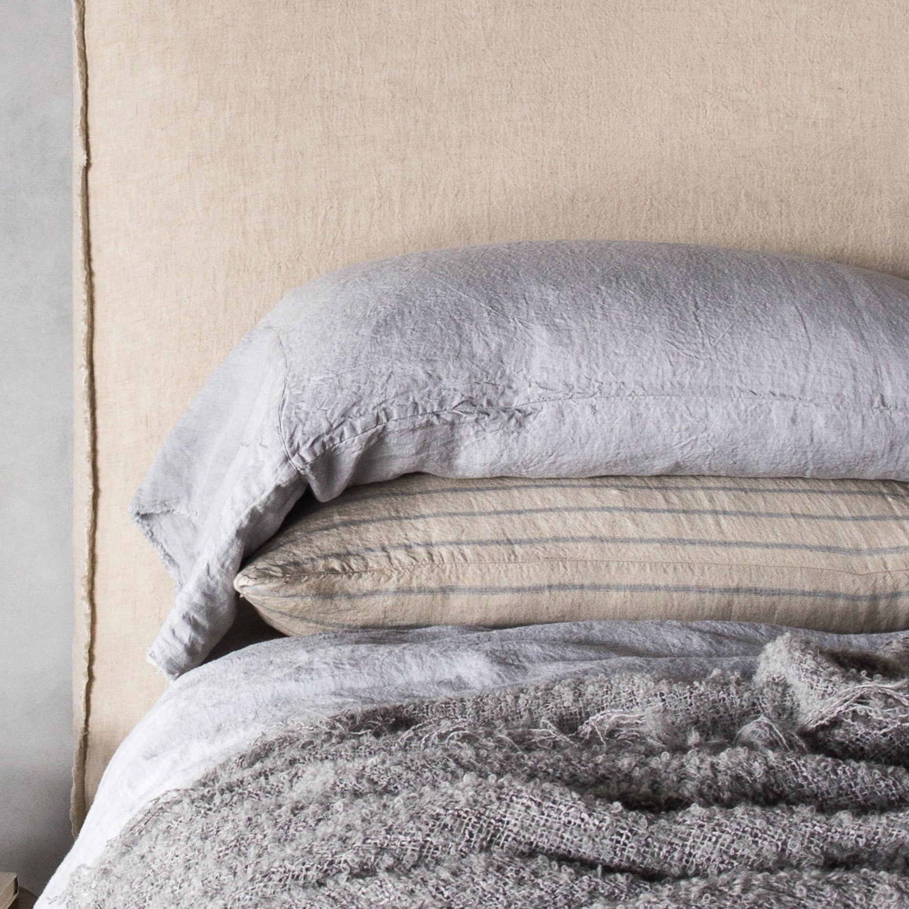Long Linen Pillowcases | Pale Grey | Hale Mercantile Co.