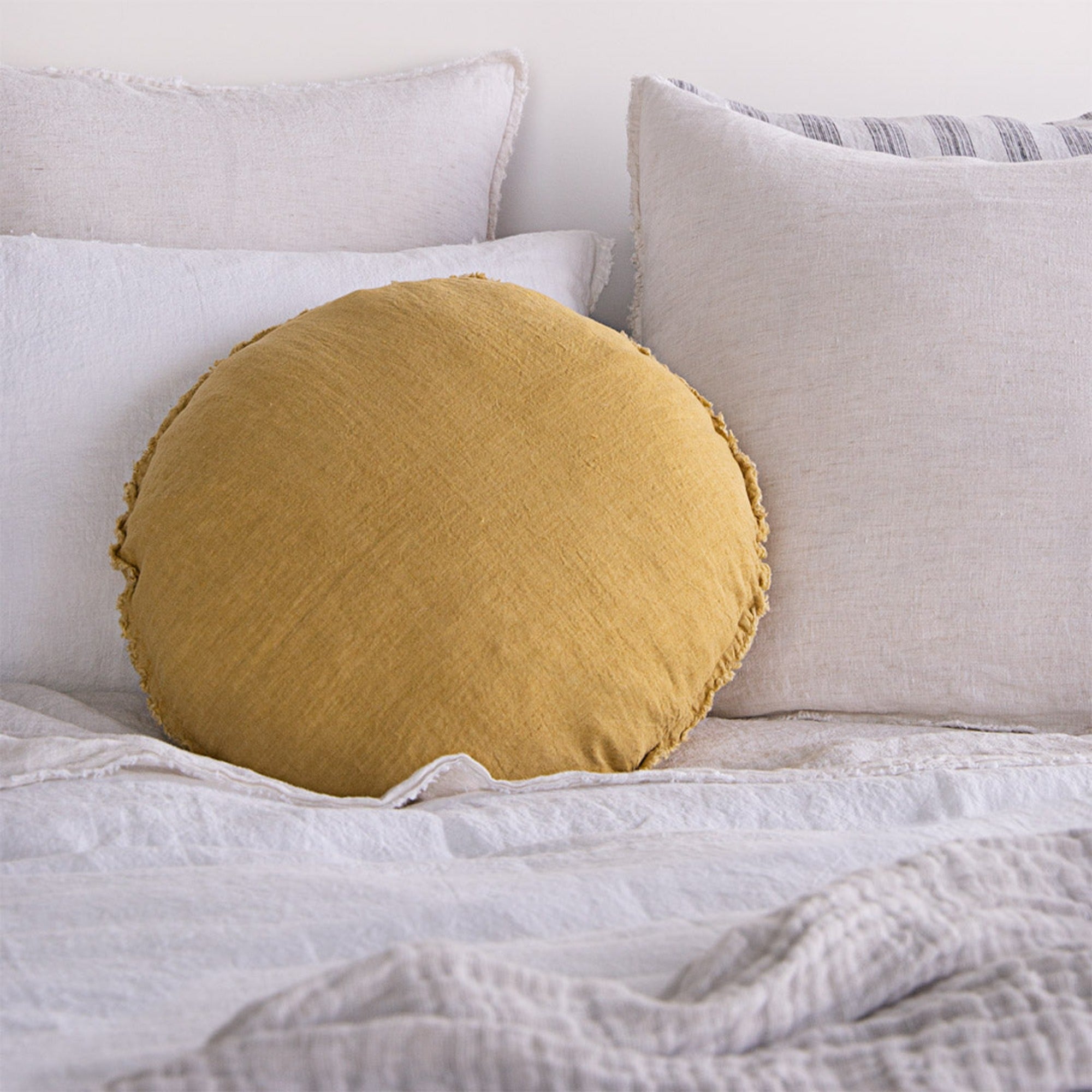 Round Linen Cushion | Muted Gold | Hale Mercantile Co.