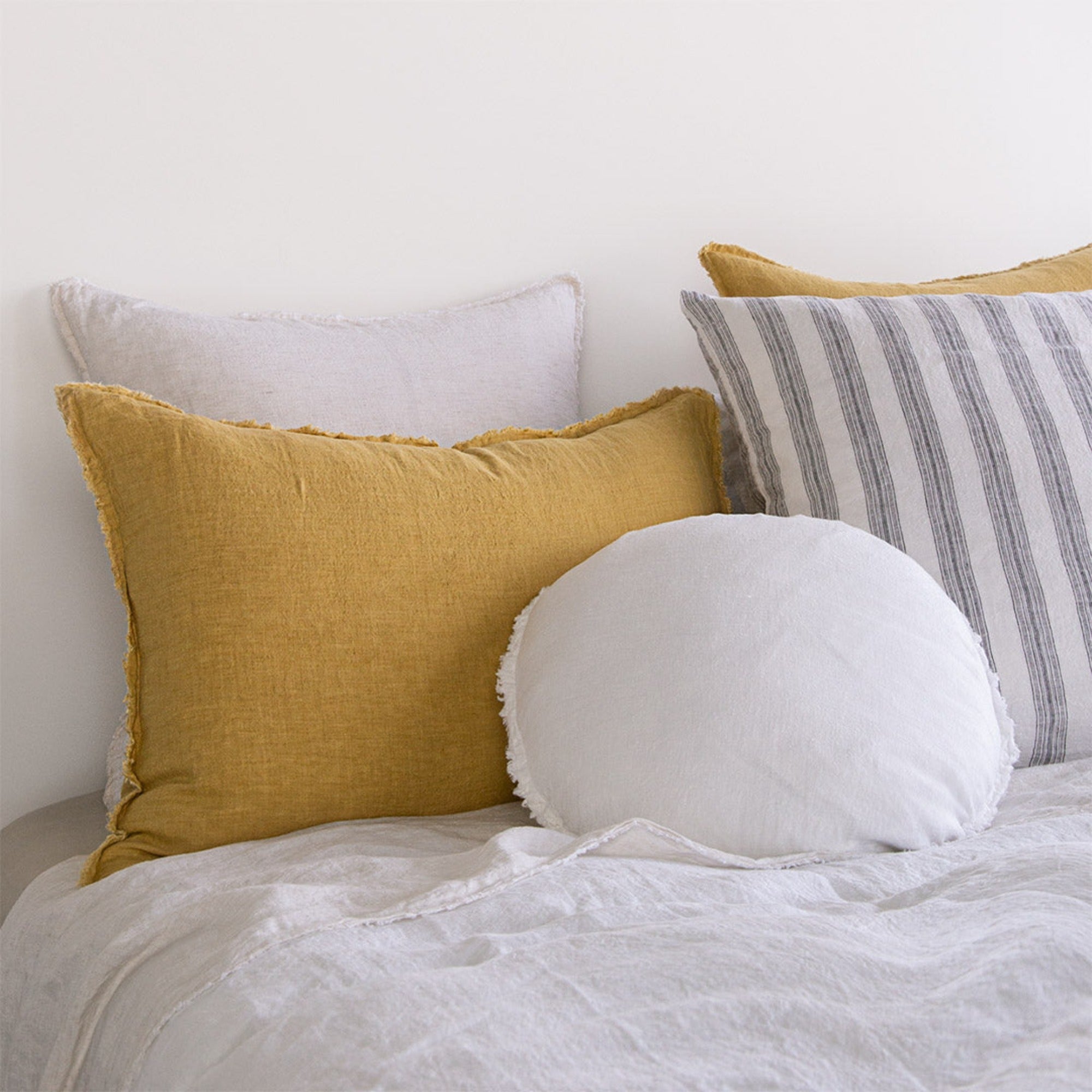 Round Linen Cushion | Antique White | Hale Mercantile Co.