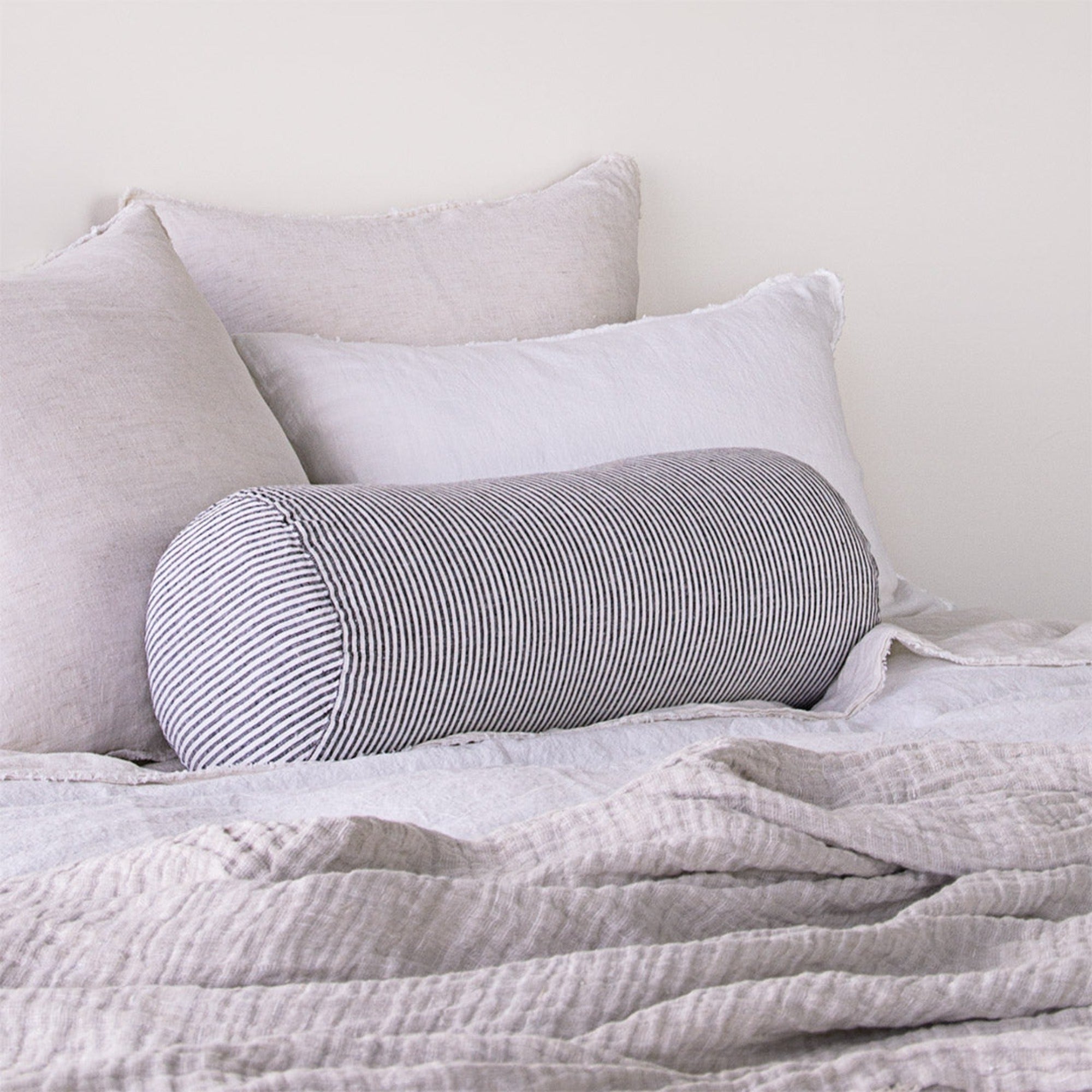 Linen Bolster Cushion | Black Stripe | Hale Mercantile Co.