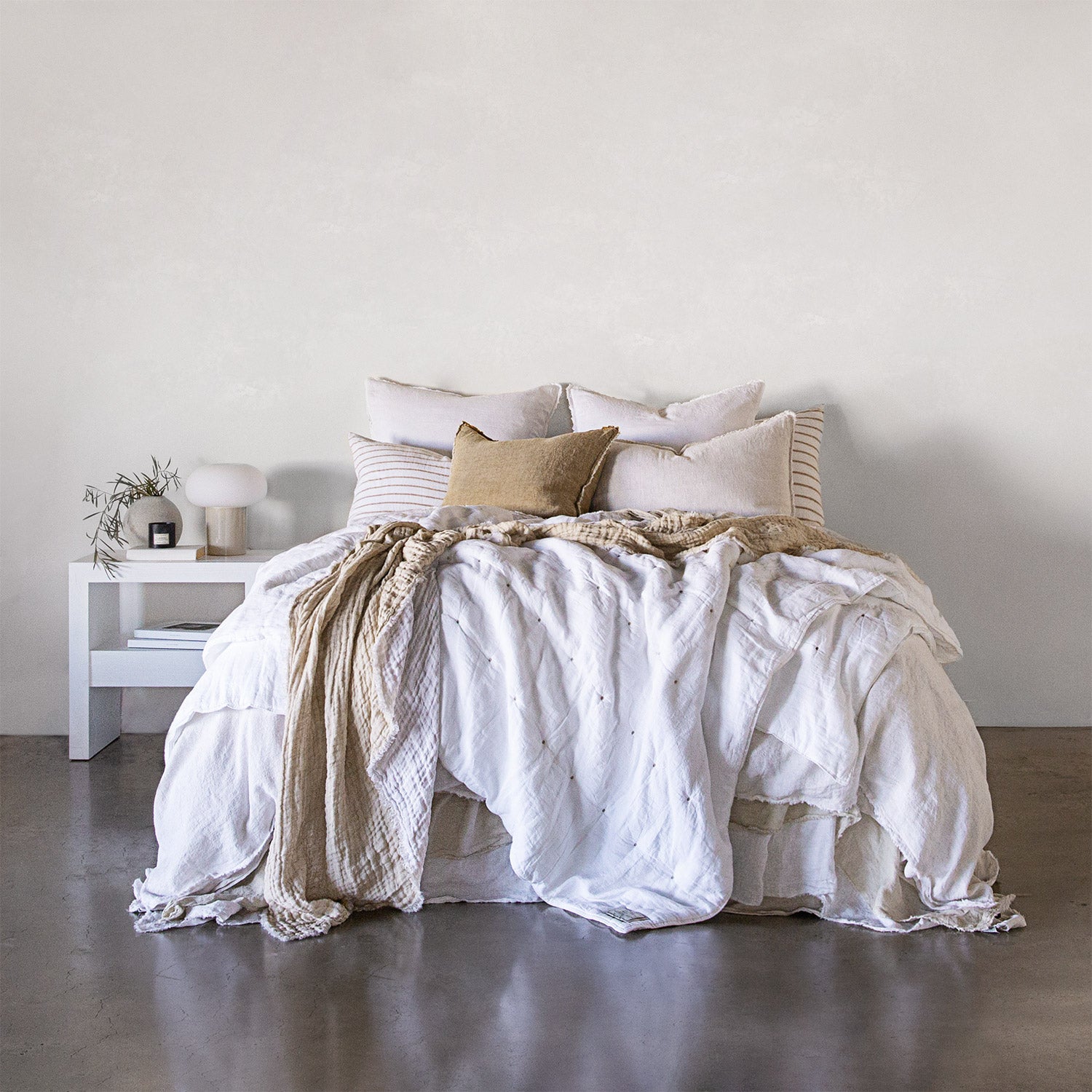 Reversible Linen Throw | White & Natural | Hale Mercantile Co.