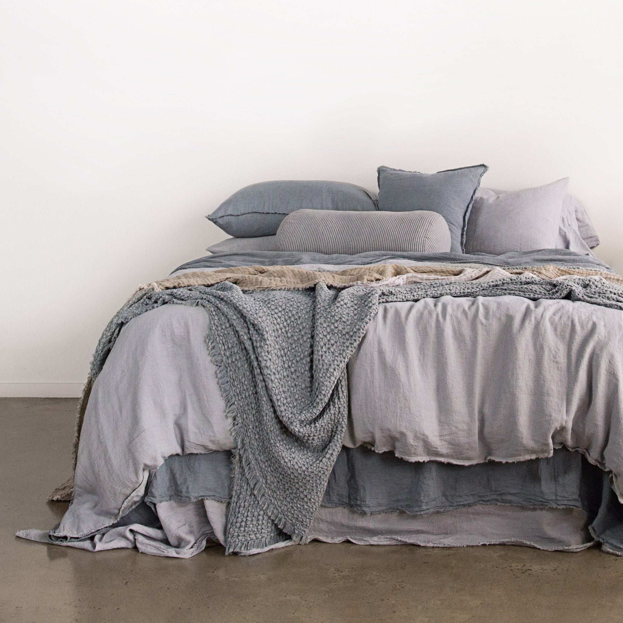 Linen Bolster Cushion | Grey Stripe | Hale Mercantile Co.
