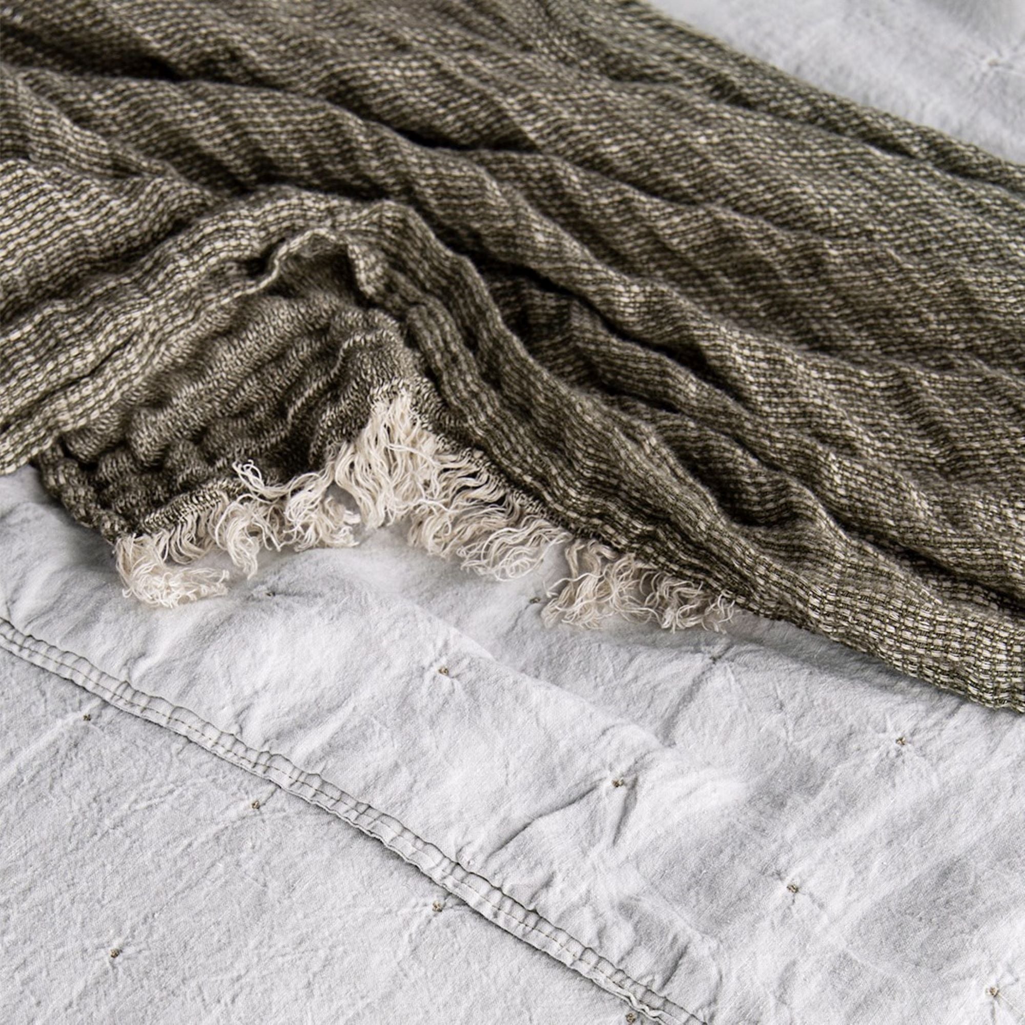 Linen Throw Blanket | Deep Khaki | Hale Mercantile Co.