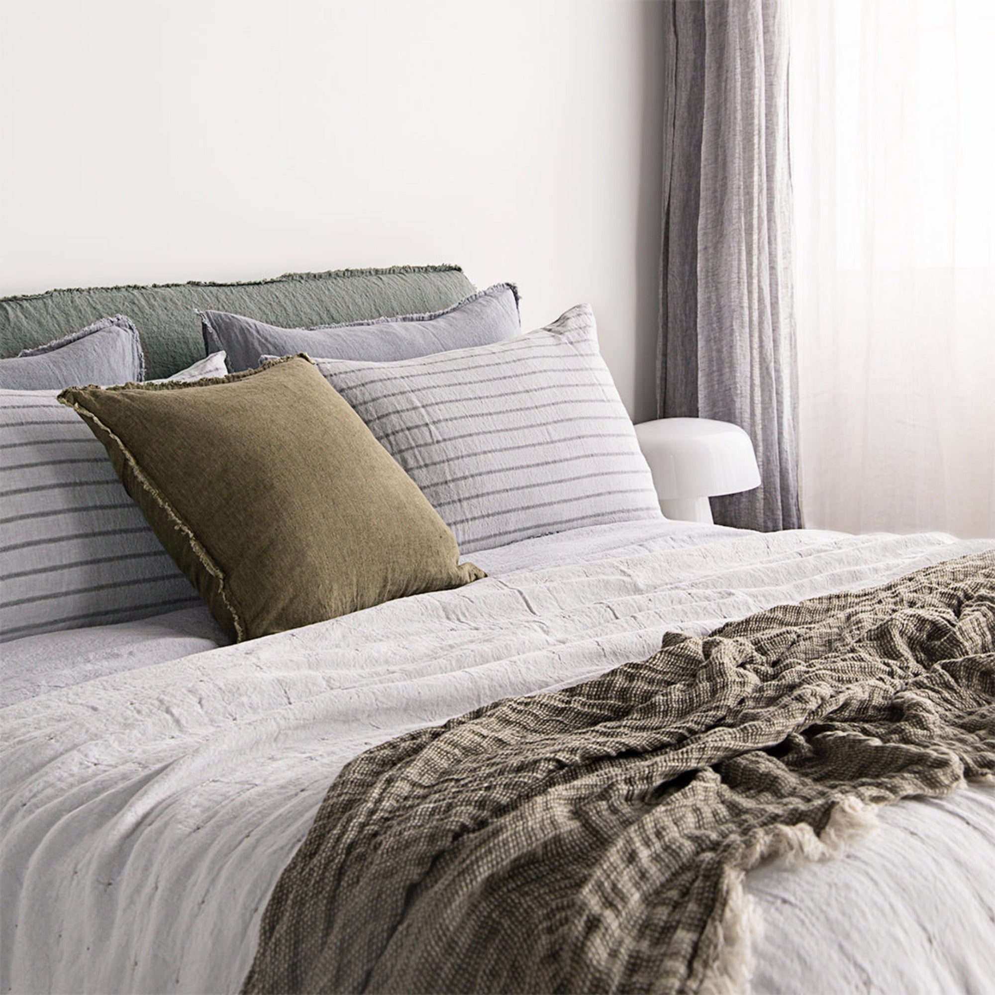 Stripe Linen Pillowcase | Grey Stripe | Hale Mercantile Co.