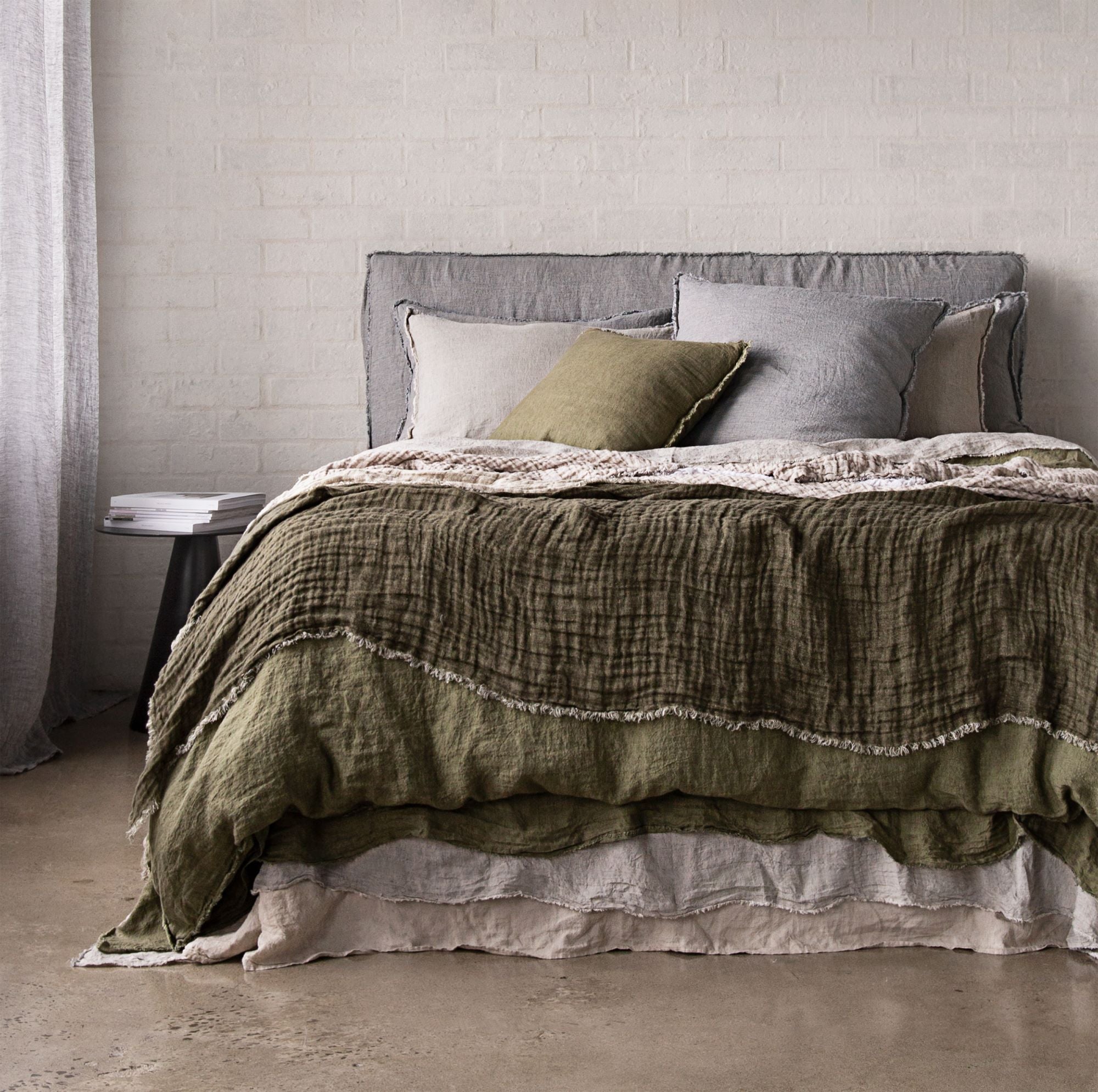 Reversible Linen Throw | Natural & Khaki | Hale Mercantile Co.