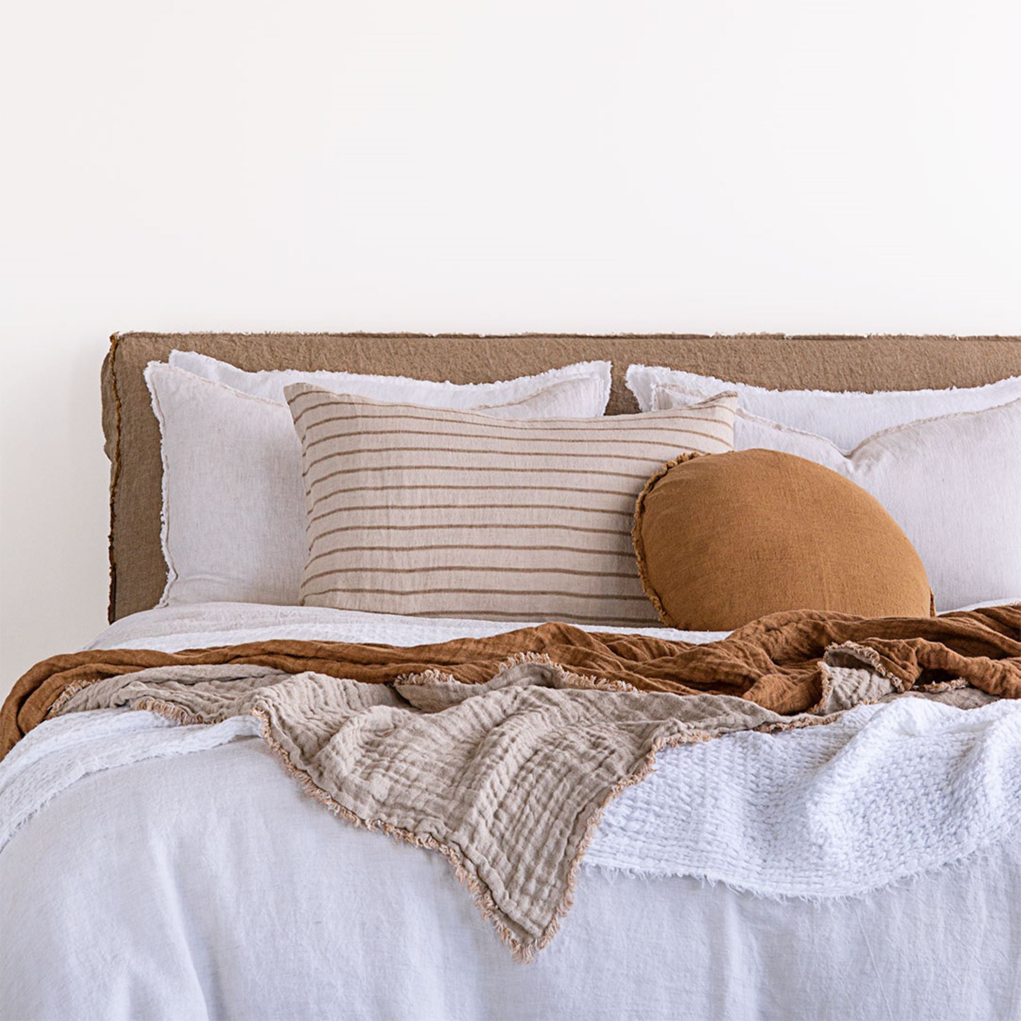 Reversible Linen Throw | Natural & Rust | Hale Mercantile Co.