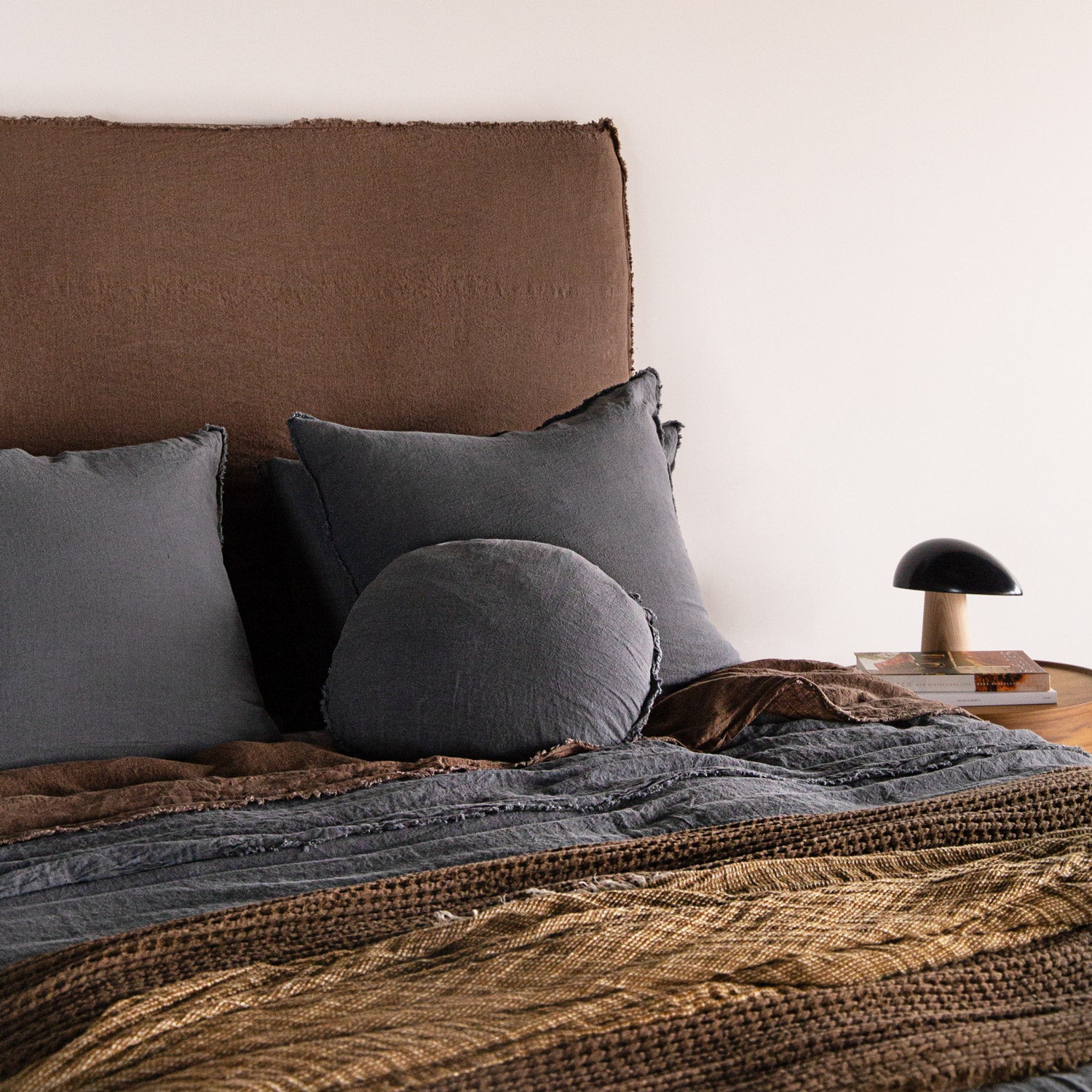 Round Linen Cushion | Charcoal Grey | Hale Mercantile Co.