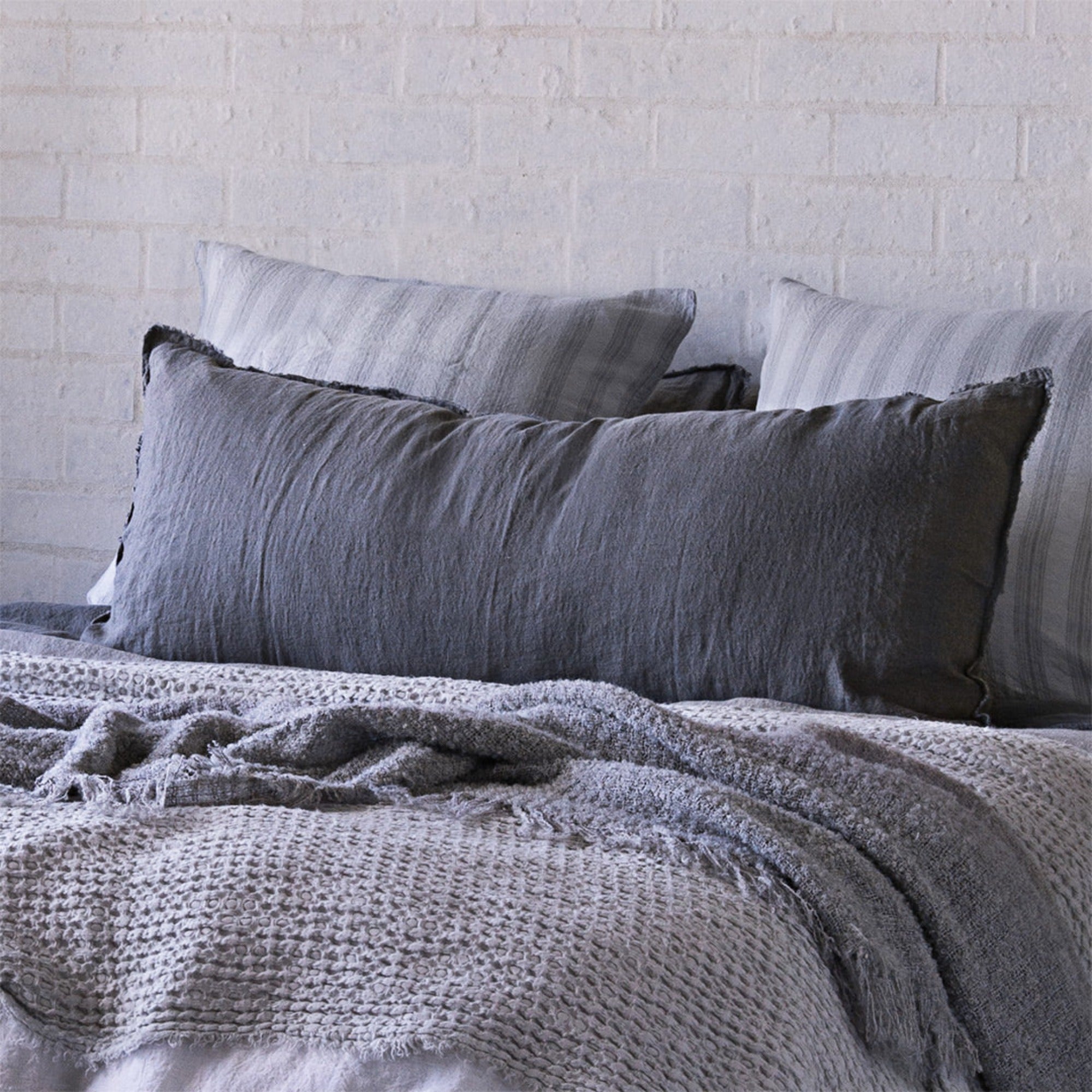 European Linen Pillowcases | Grey Stripe | Hale Mercantile Co.