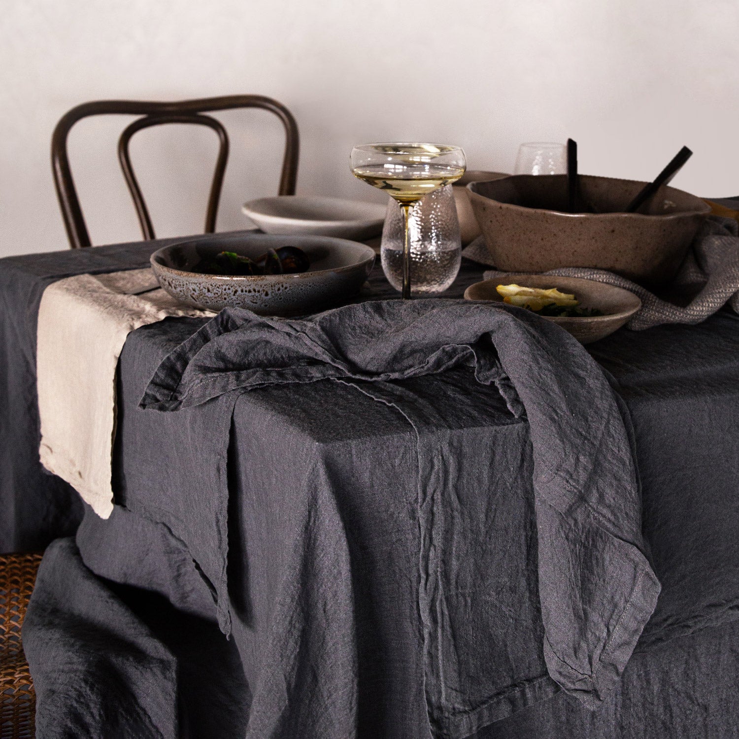 Linen Table Runner | Charcoal Grey | Hale Mercantile Co.