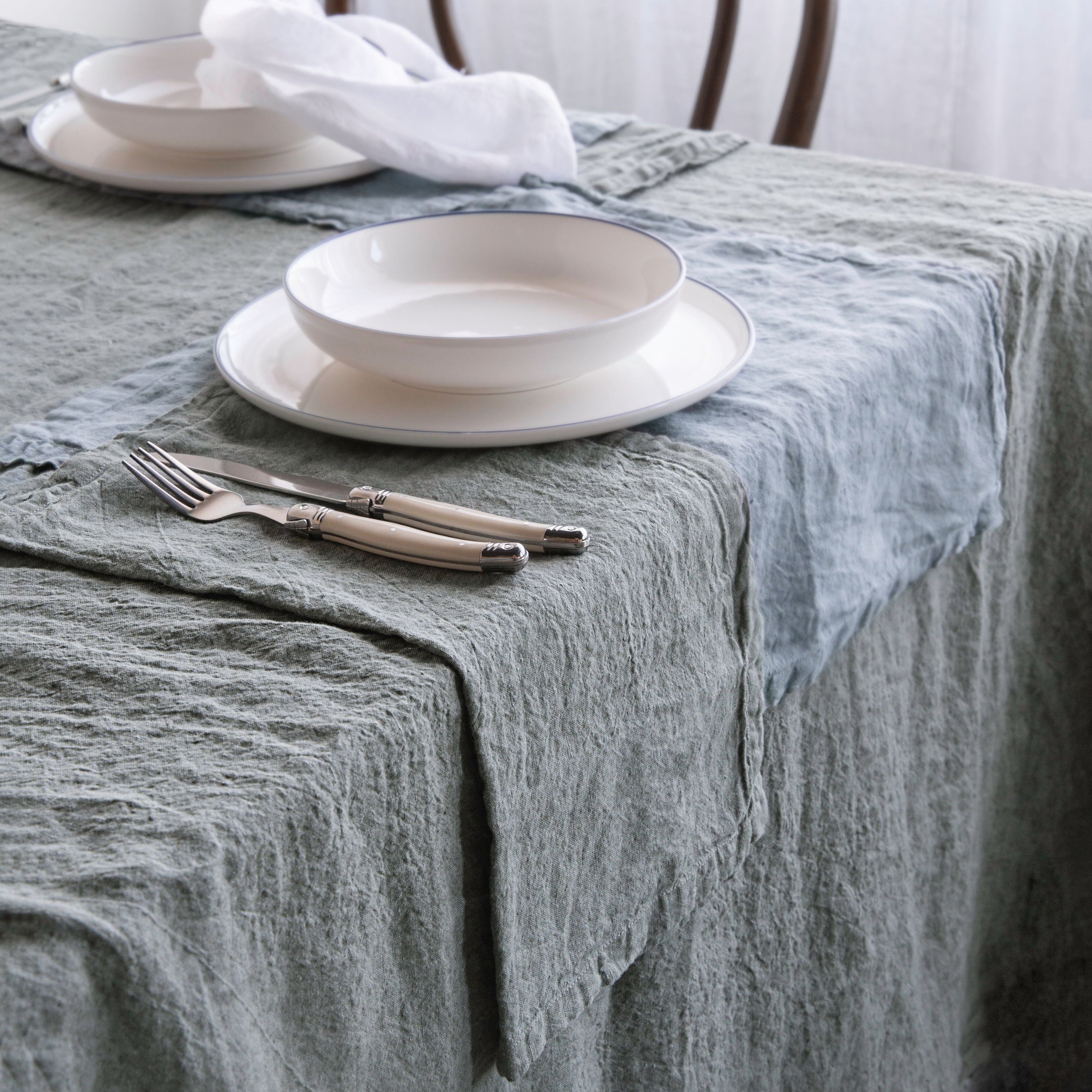 Linen Tablecloth | Oceanic Green Blue  | Hale Mercantile Co.