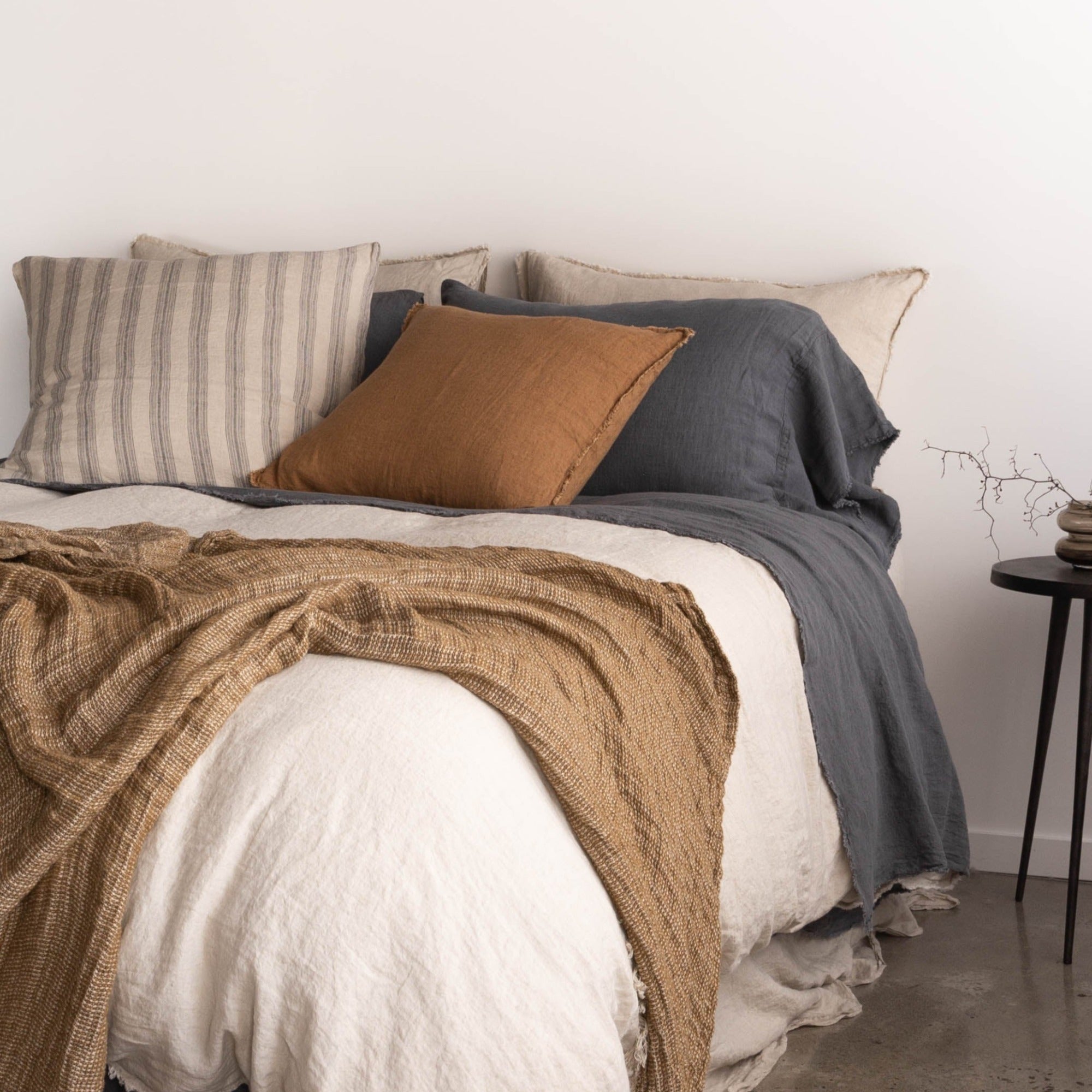 Long Linen Pillowcases | Charcoal Grey | Hale Mercantile Co.