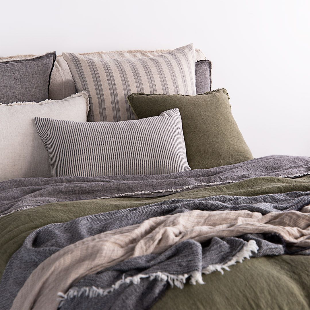 European Linen Pillowcases | Natural Stripe | Hale Mercantile Co.