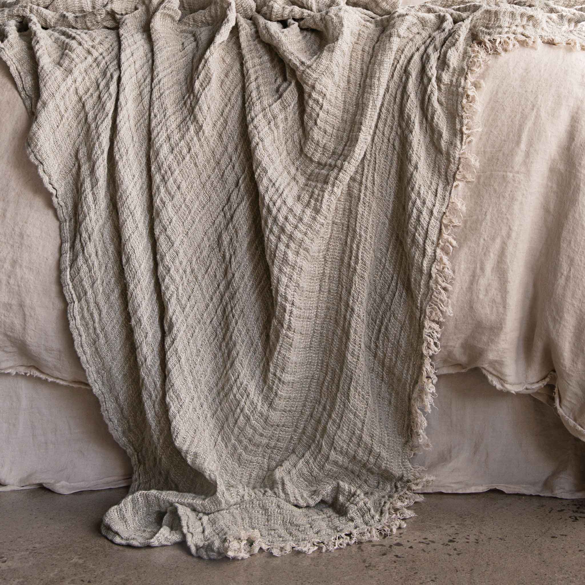 Linen Throw Blanket | Silvery Sage | Hale Mercantile Co.