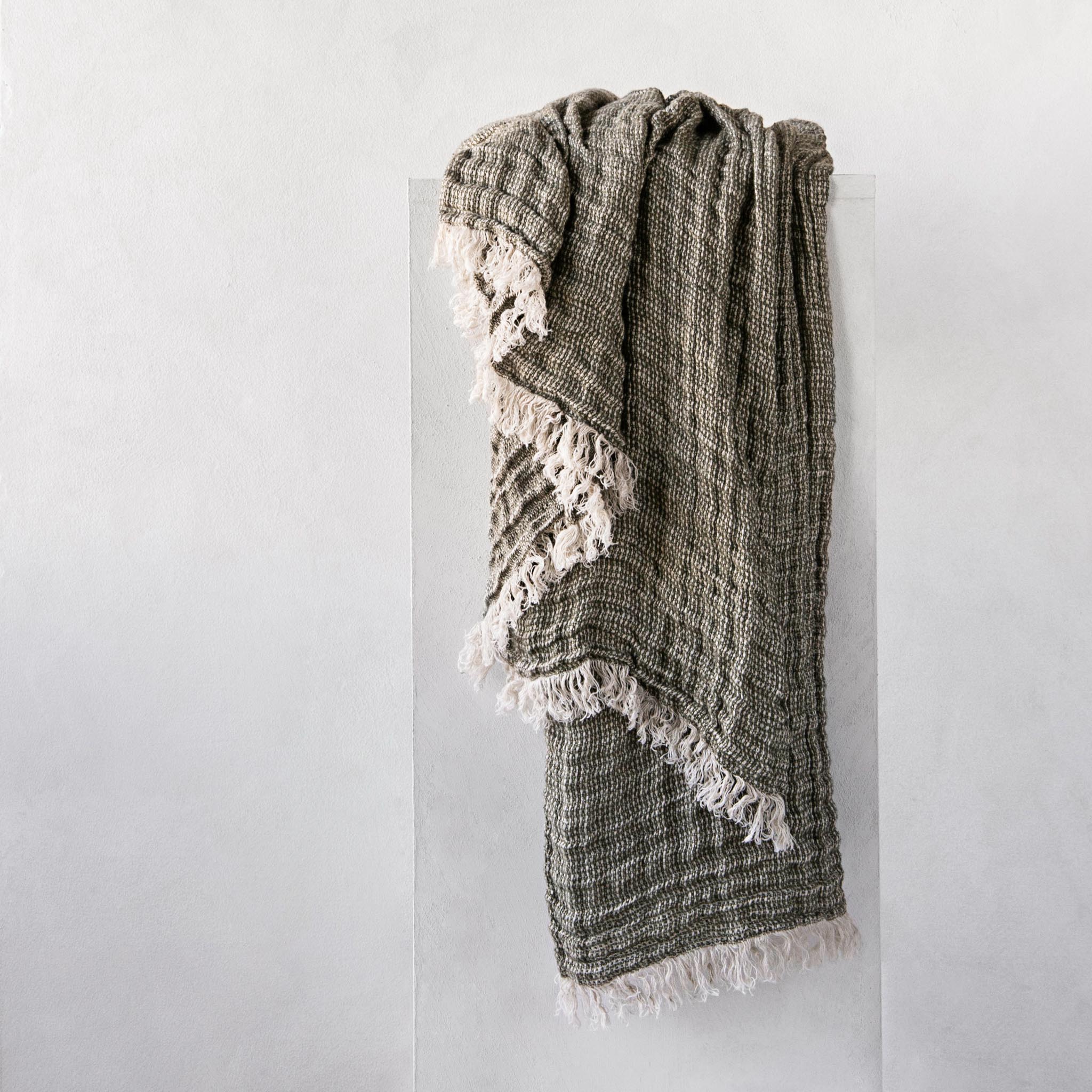 Linen Throw Blanket | Deep Khaki | Hale Mercantile Co.