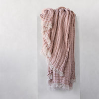 Crush Linen Throw Blanket - Rosa Melange