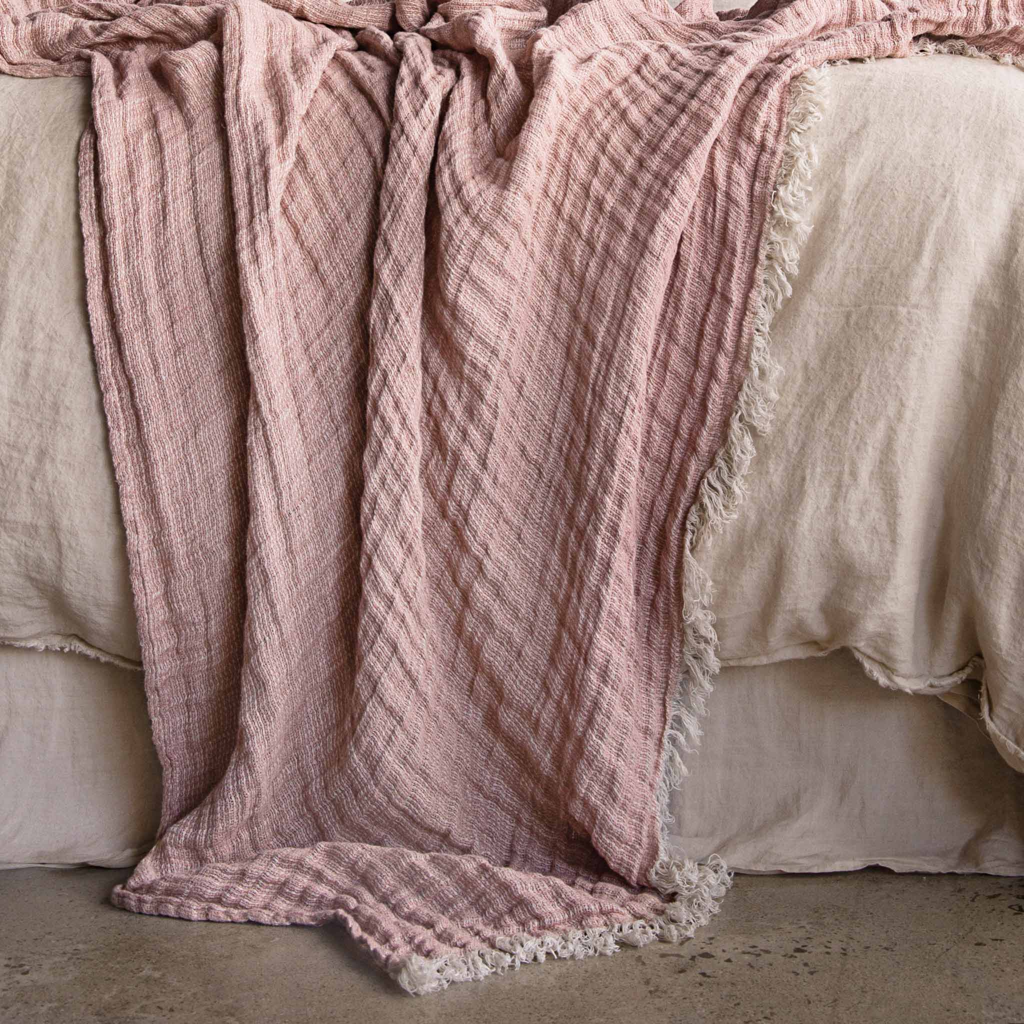 Linen Throw Blanket | Clay Pink | Hale Mercantile Co.