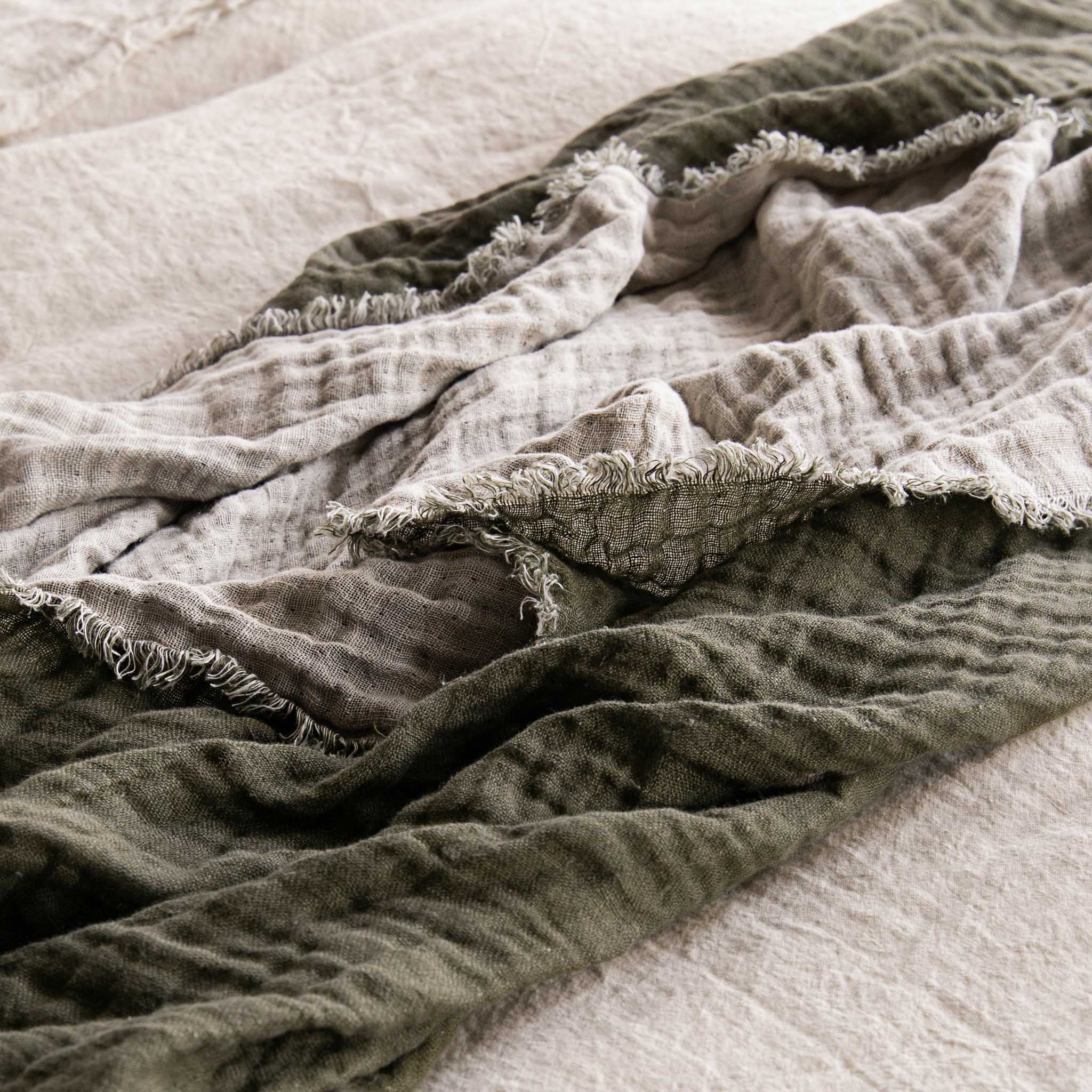 Reversible Linen Throw | Natural & Khaki | Hale Mercantile Co.