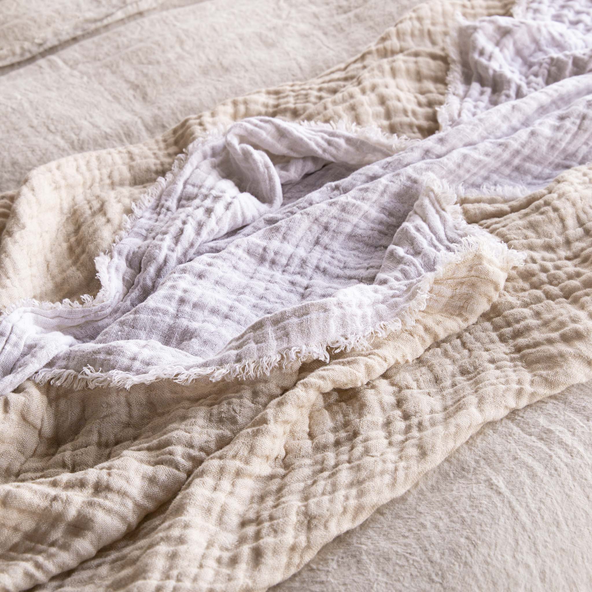 Reversible Linen Throw | White & Natural | Hale Mercantile Co.