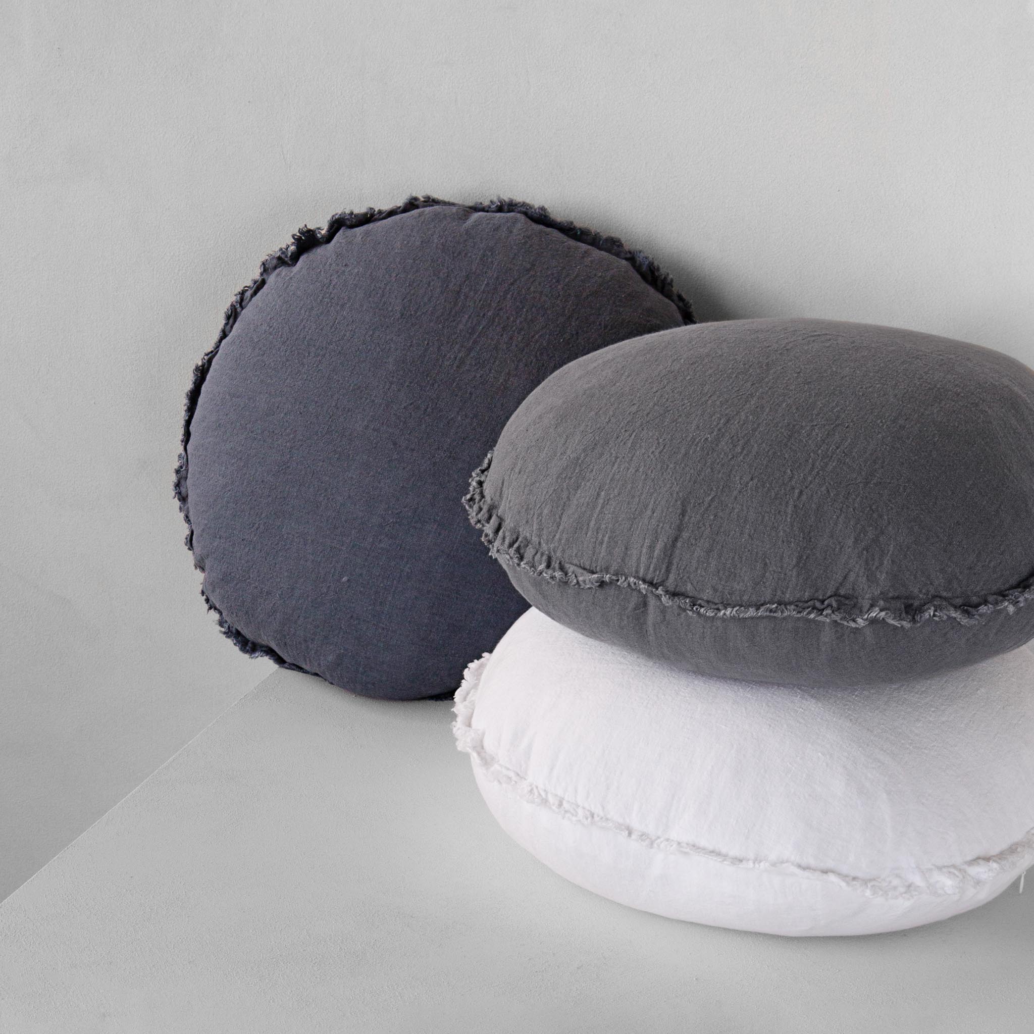 Round Linen Cushion | Charcoal Grey | Hale Mercantile Co.