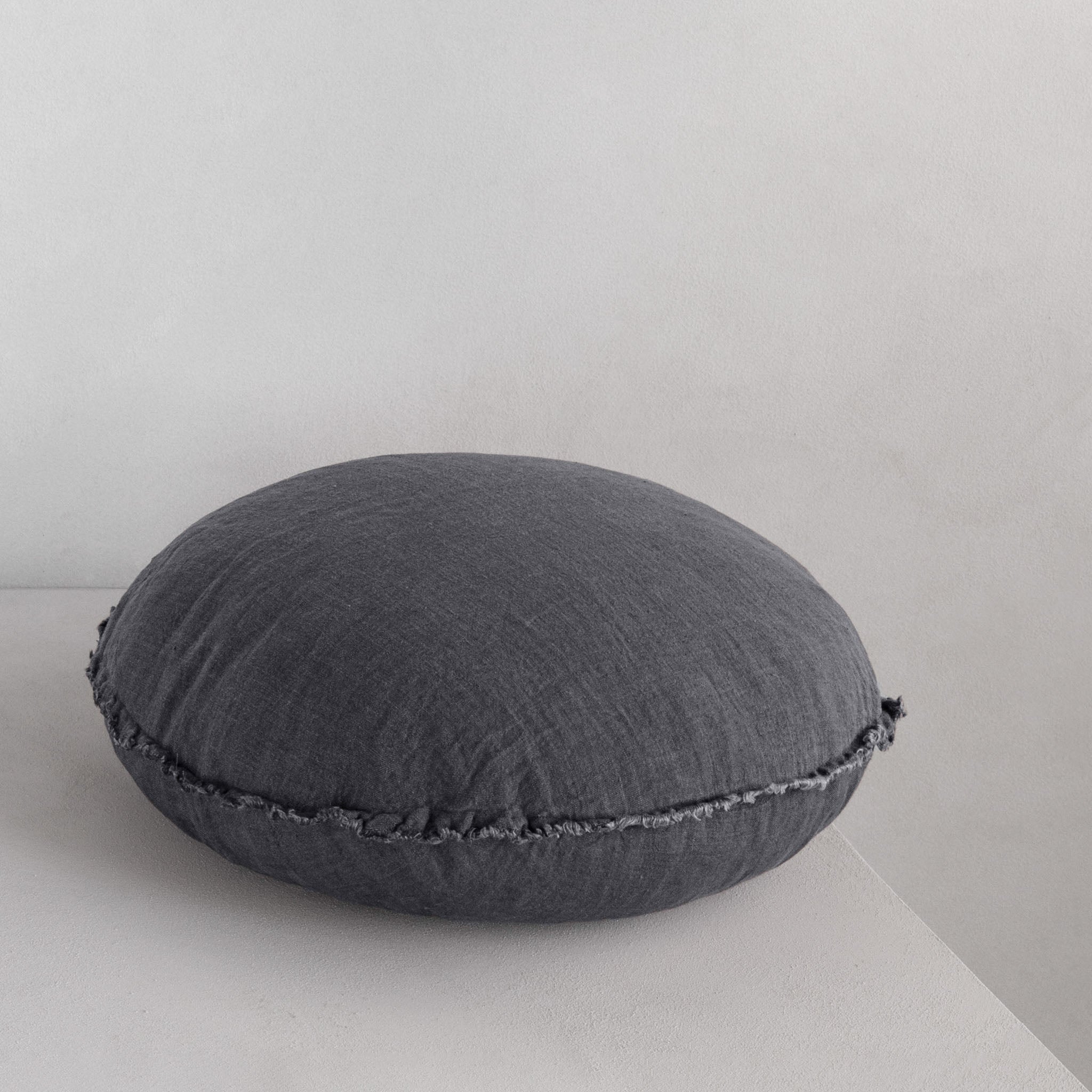 Round Linen Cushion | Charcoal Grey | Hale Mercantile Co.