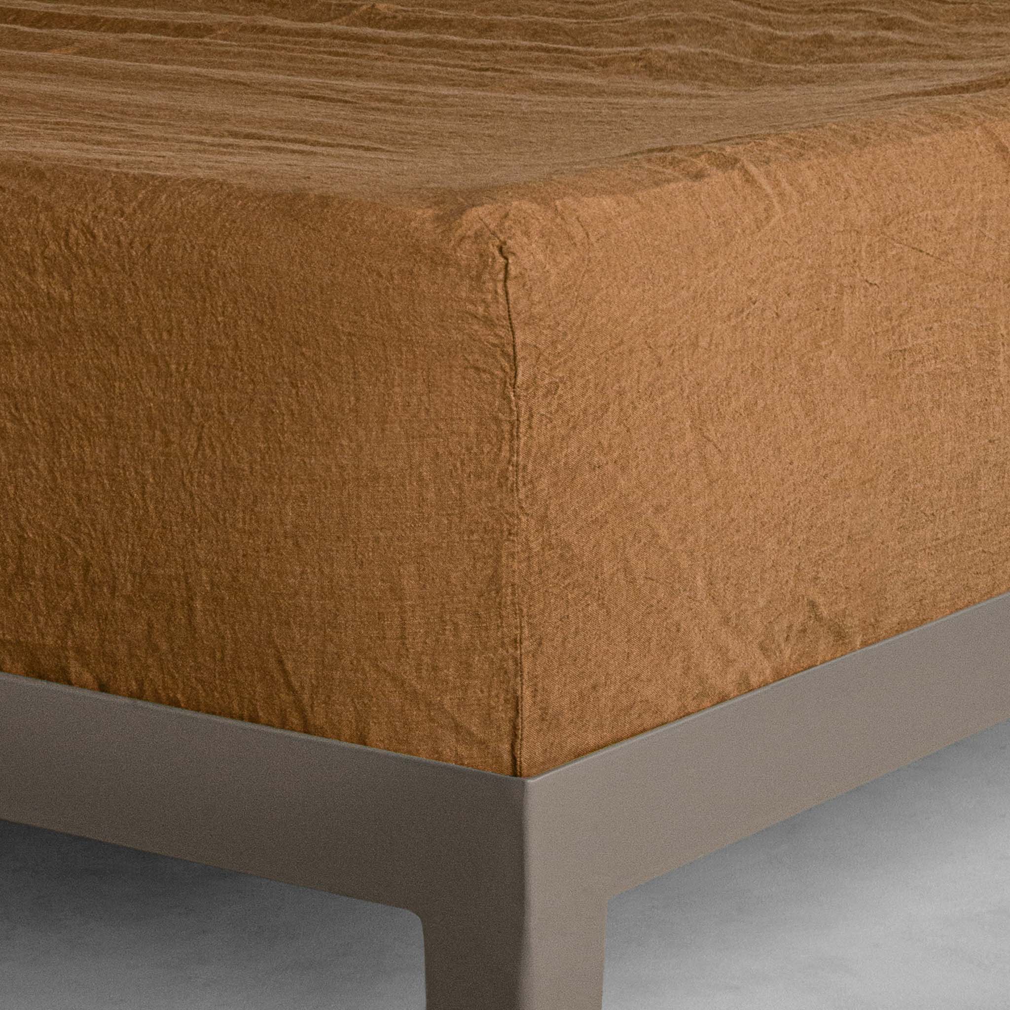 Linen Fitted Sheet | Earthy Rust | Hale Mercantile Co.