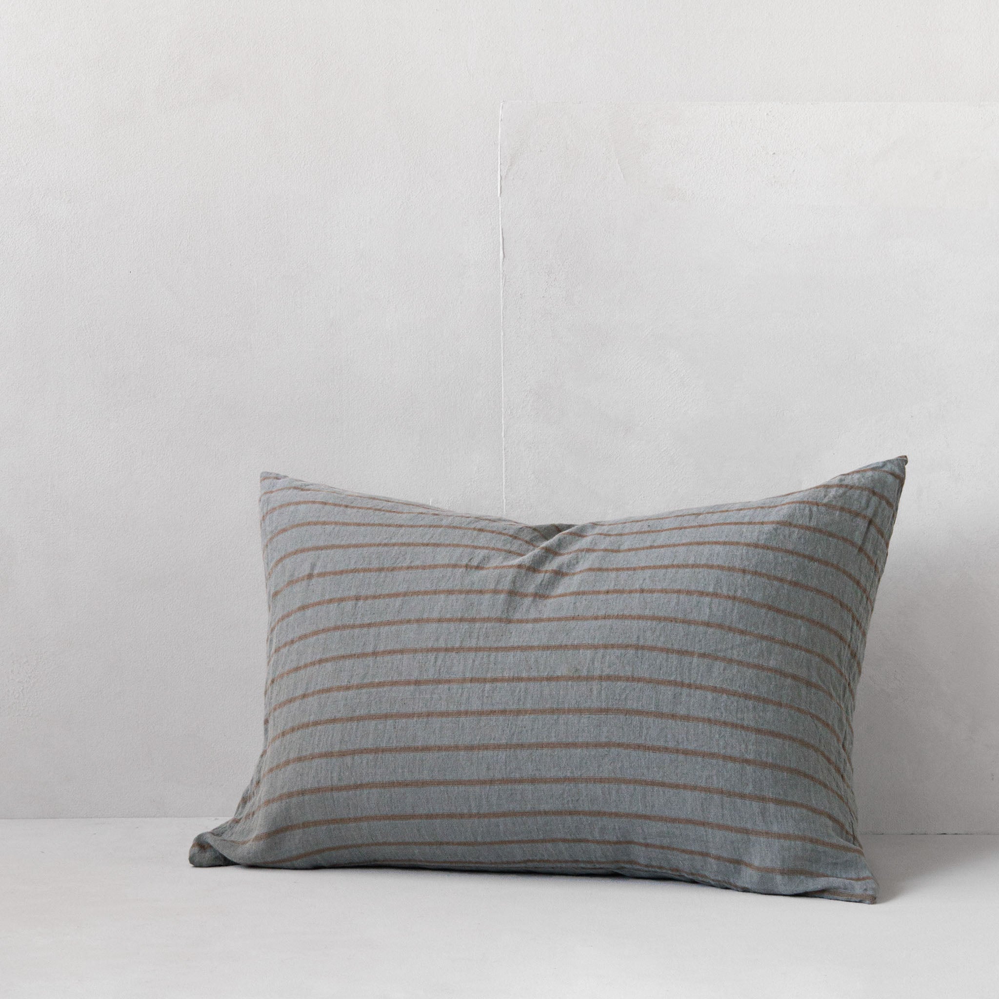 Stripe Linen Pillowcase | Teal & Brown  | Hale Mercantile Co.