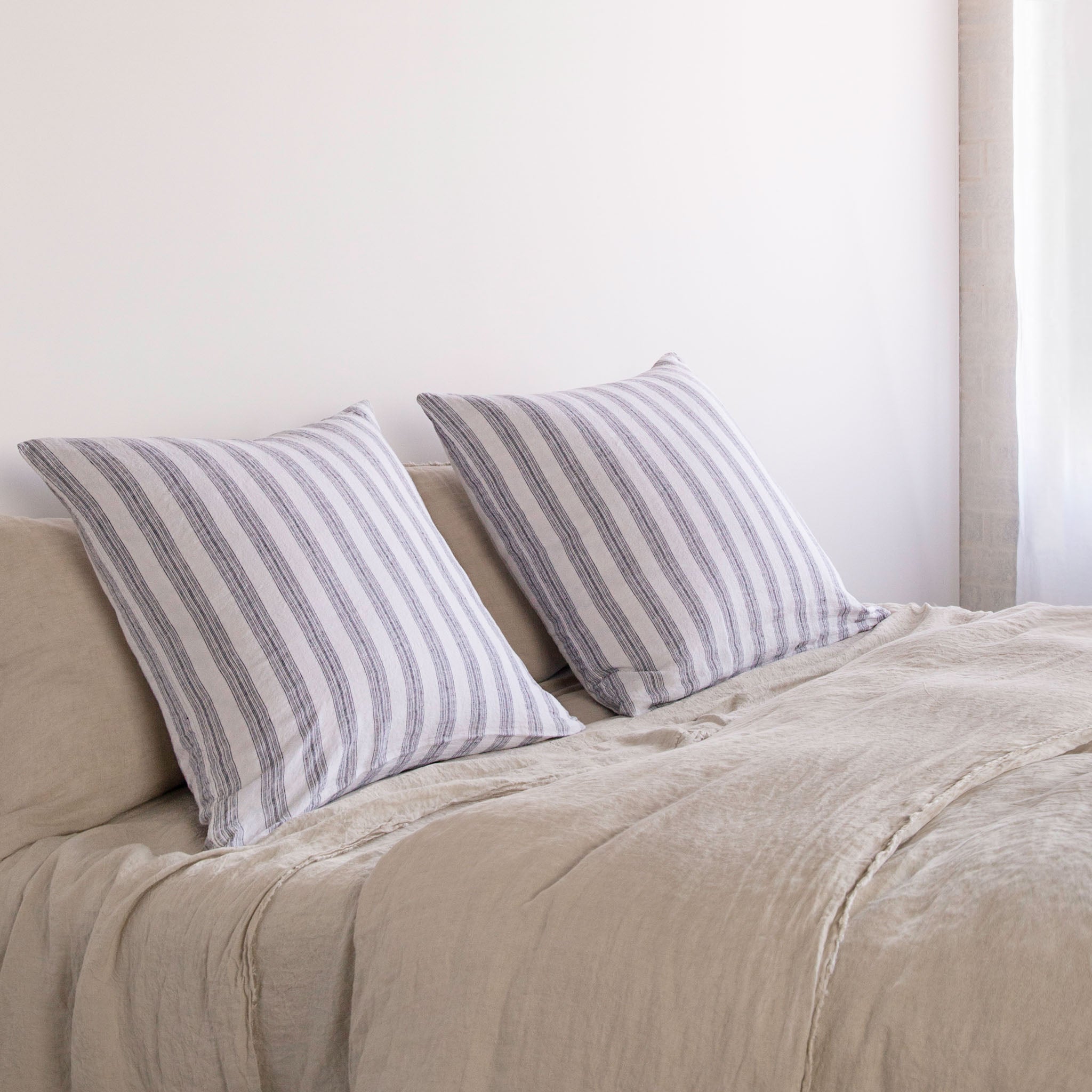 European Linen Pillowcases | Black Stripe | Hale Mercantile Co.
