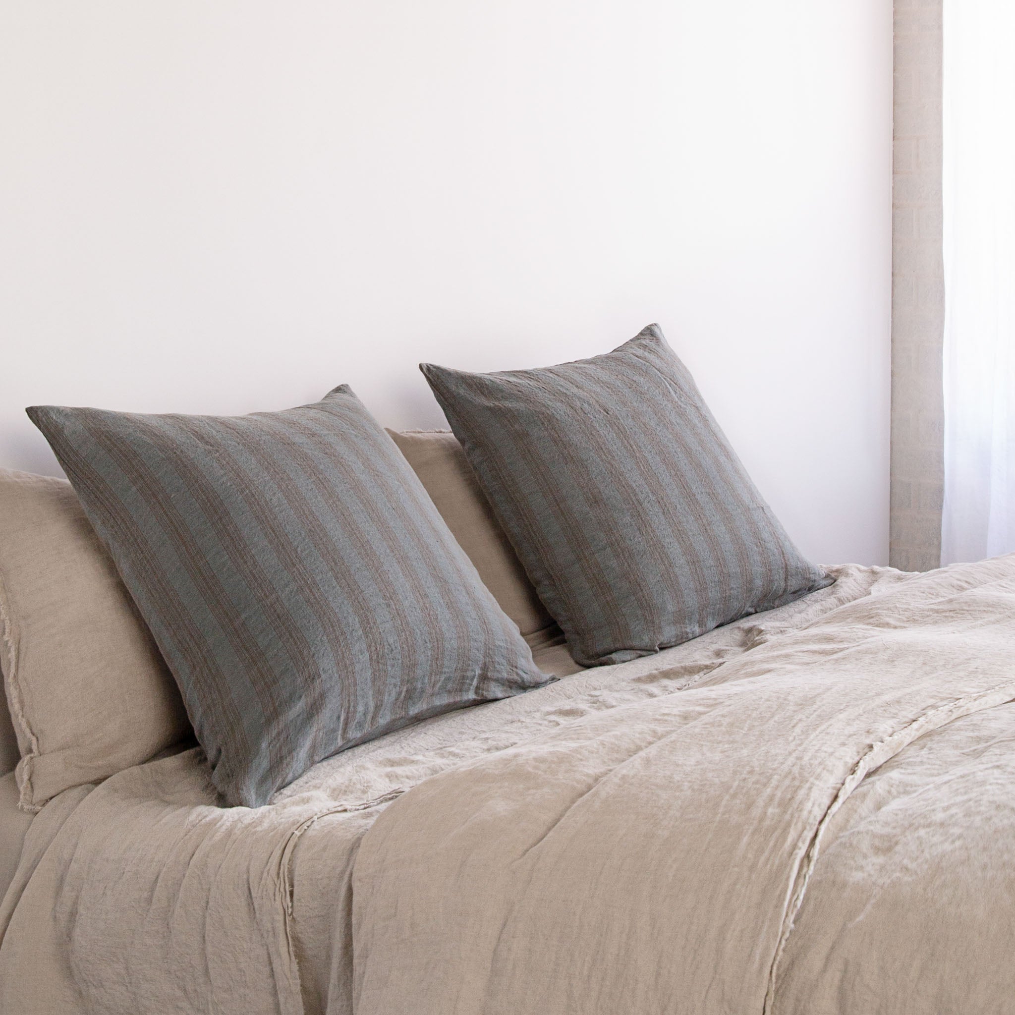 European Linen Pillowcases | Teal & Brown  | Hale Mercantile Co.