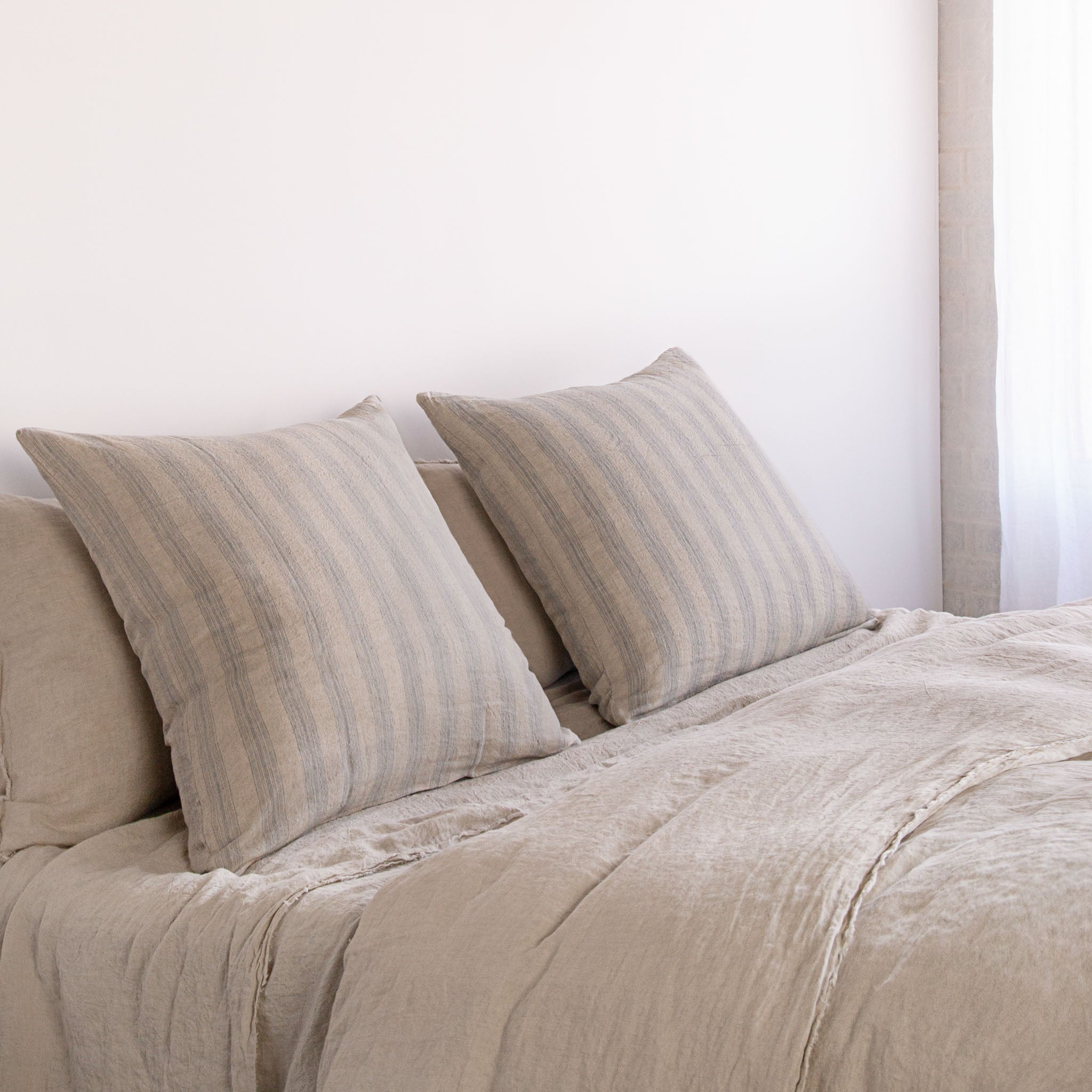 European Linen Pillowcases | Blue Stripe | Hale Mercantile Co.