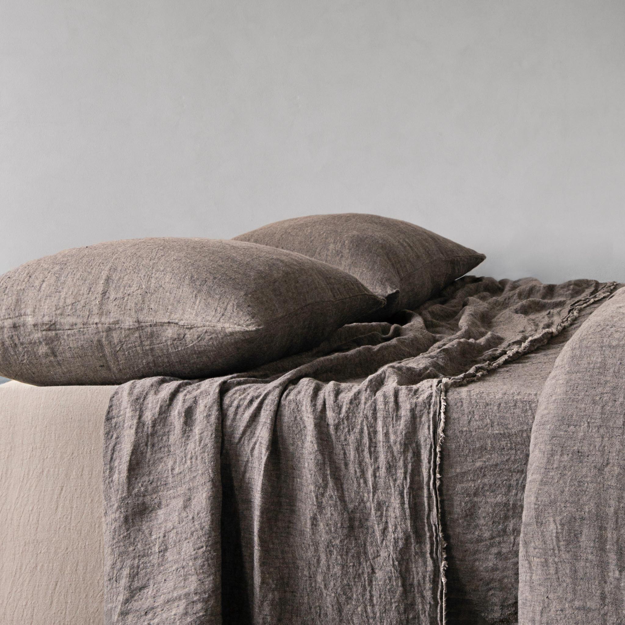 Basix Linen Pillowcase | Muted Black  | Hale Mercantile Co.