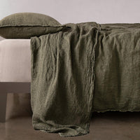 Flocca Linen Flat Sheet - Armee