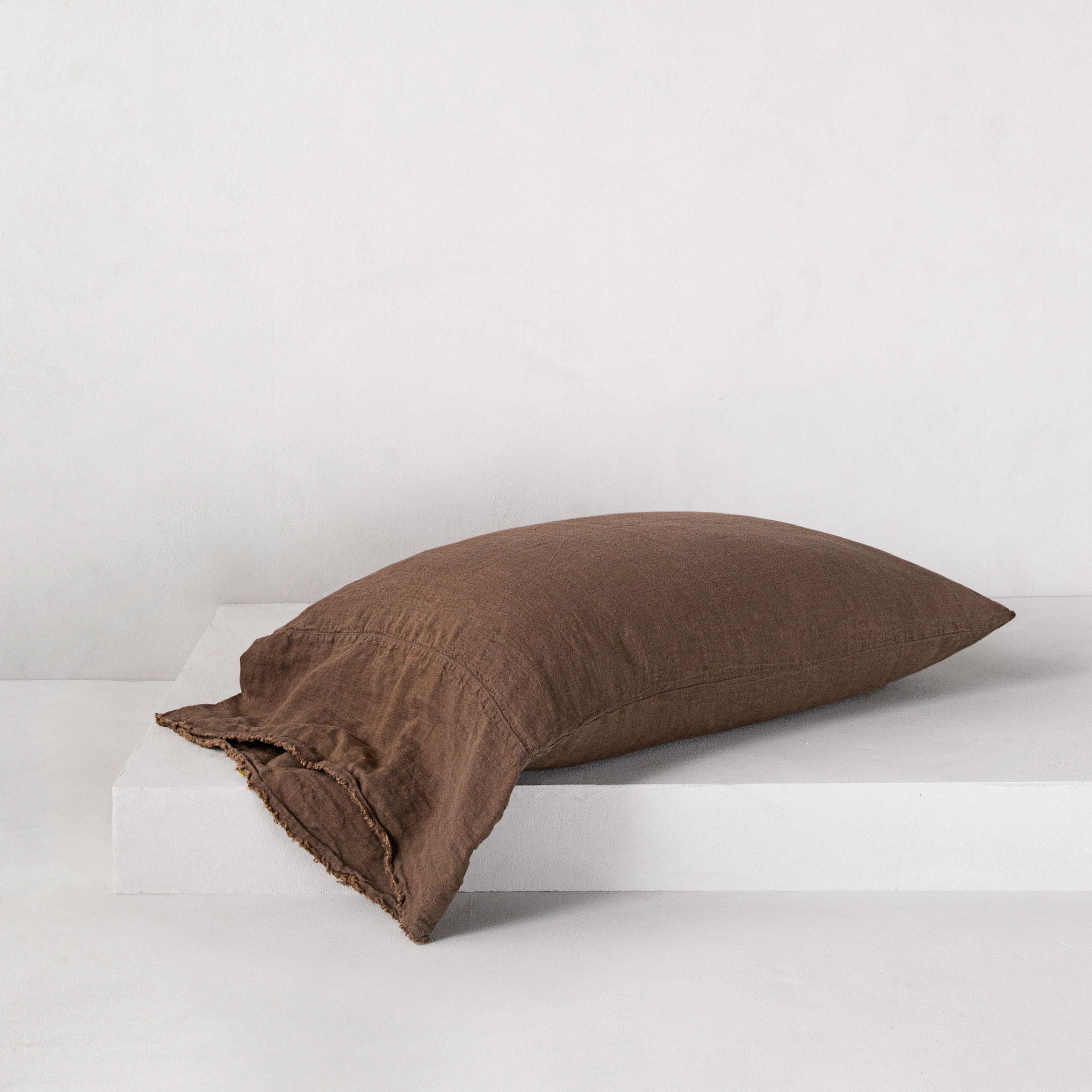 Long Linen Pillowcases, Chocolate Brown