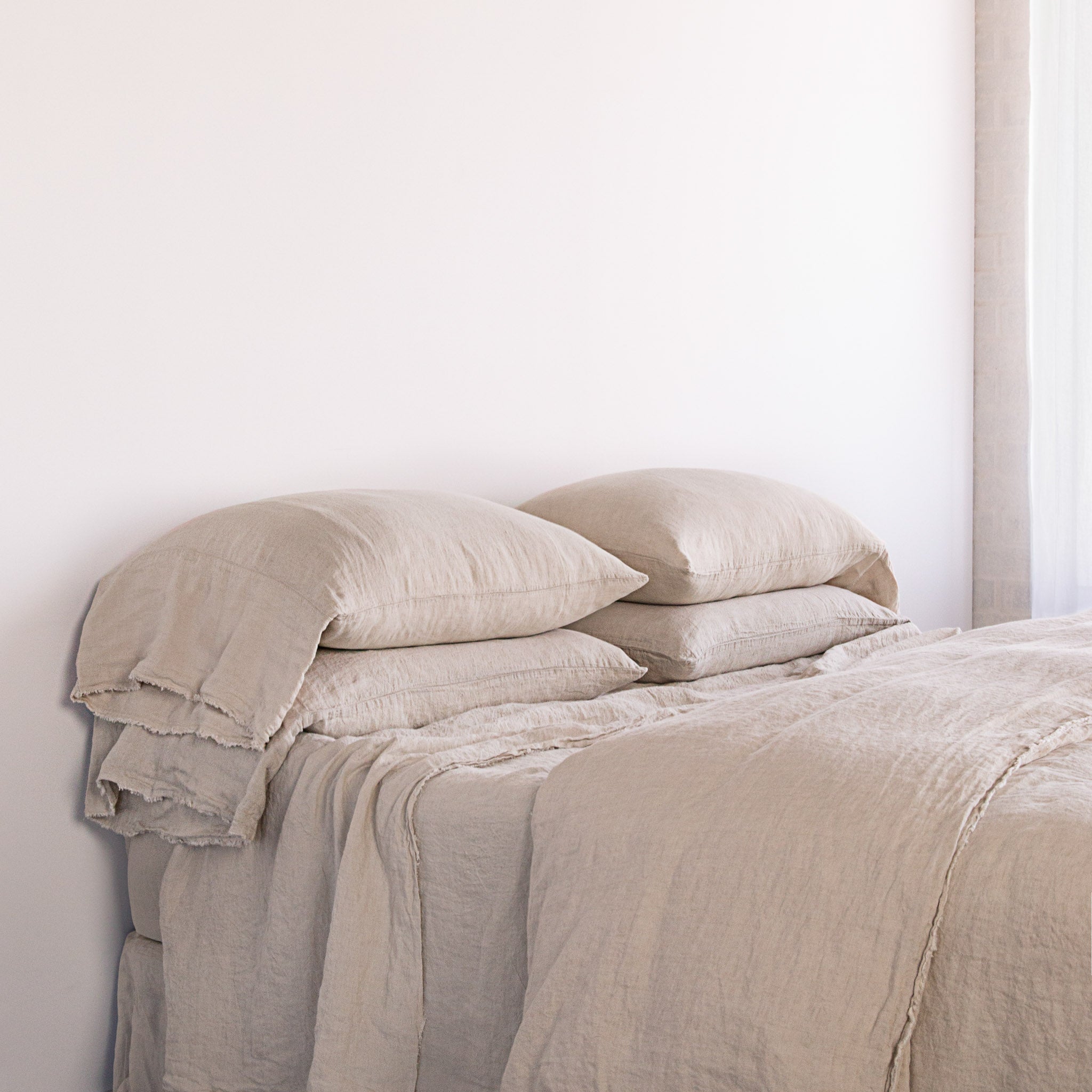 Long Linen Pillowcases | Sandy Color | Hale Mercantile Co.