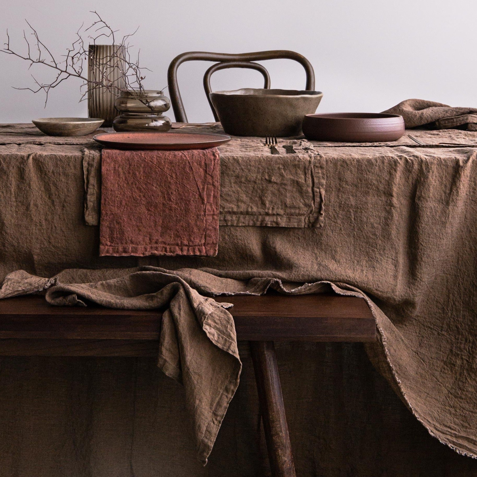 Linen Table Runner | Chocolate Brown | Hale Mercantile Co.
