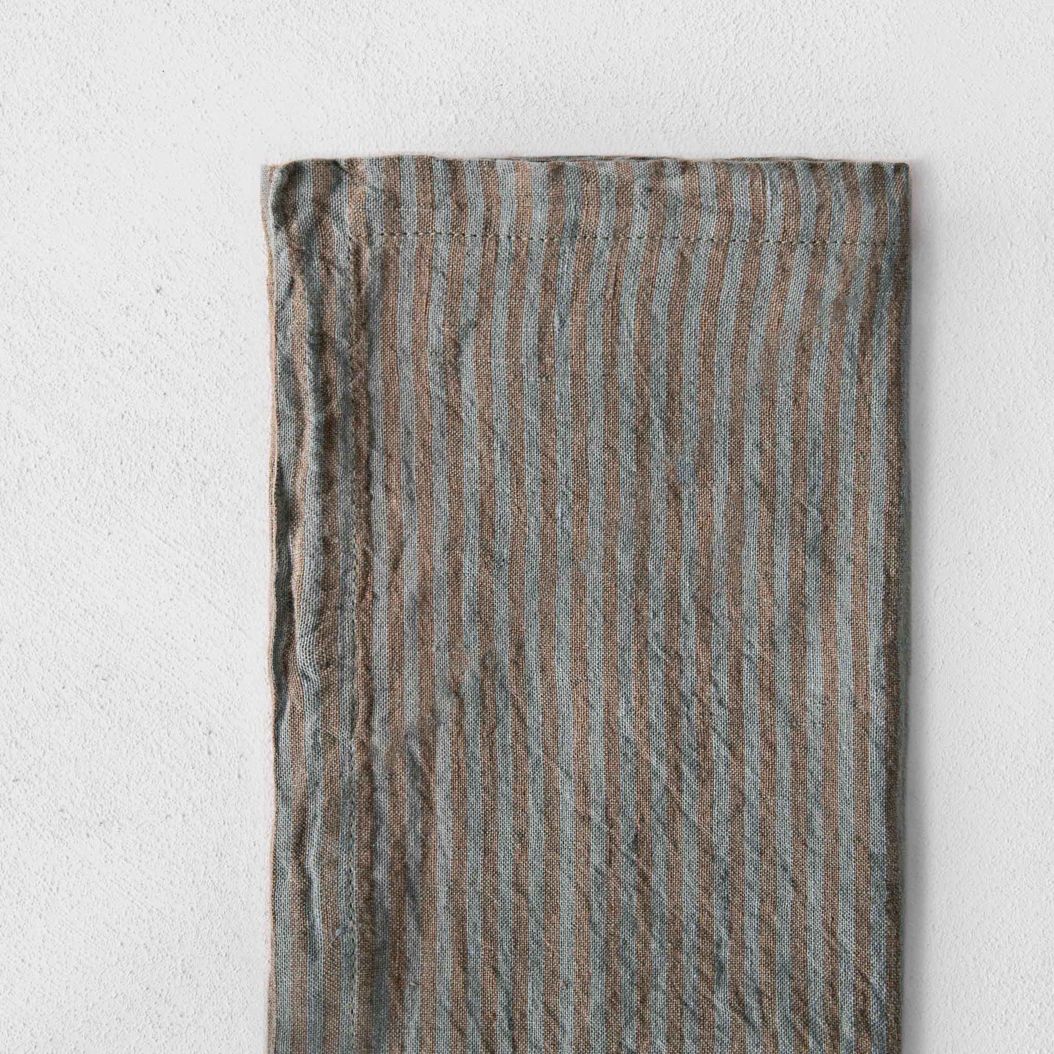 Stripe Linen Napkin | Teal & Brown Stripe | Hale Mercantile Co.