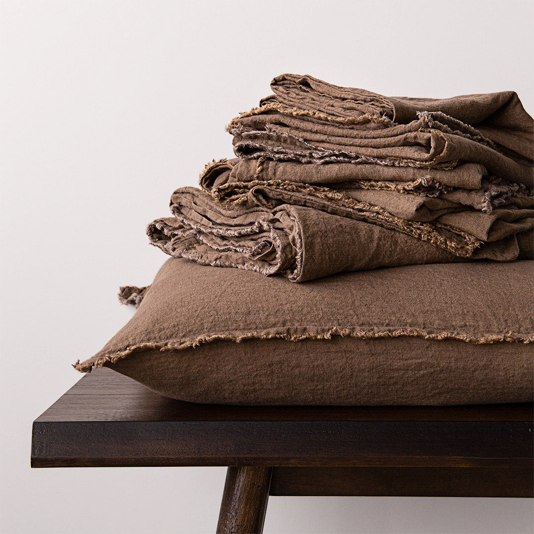 Flocca Linen Pillowcase | Chocolate Brown | Hale Mercantile Co.