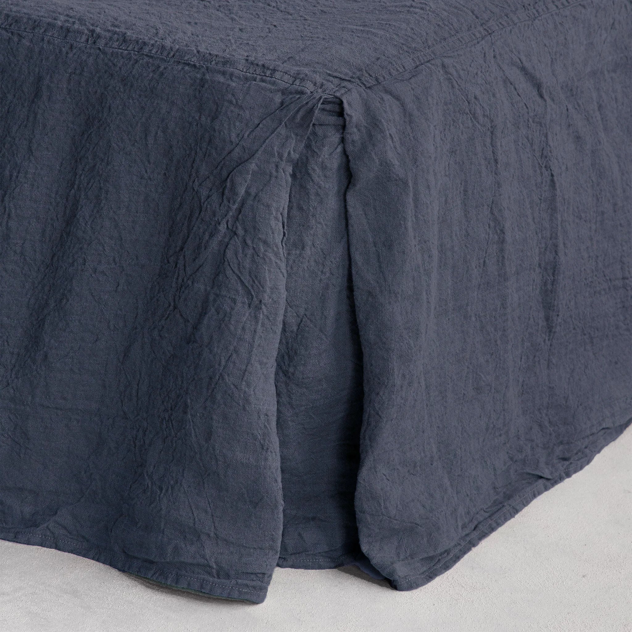 Linen Valance/Bed Skirt | Deep Sea Blue | Hale Mercantile Co.