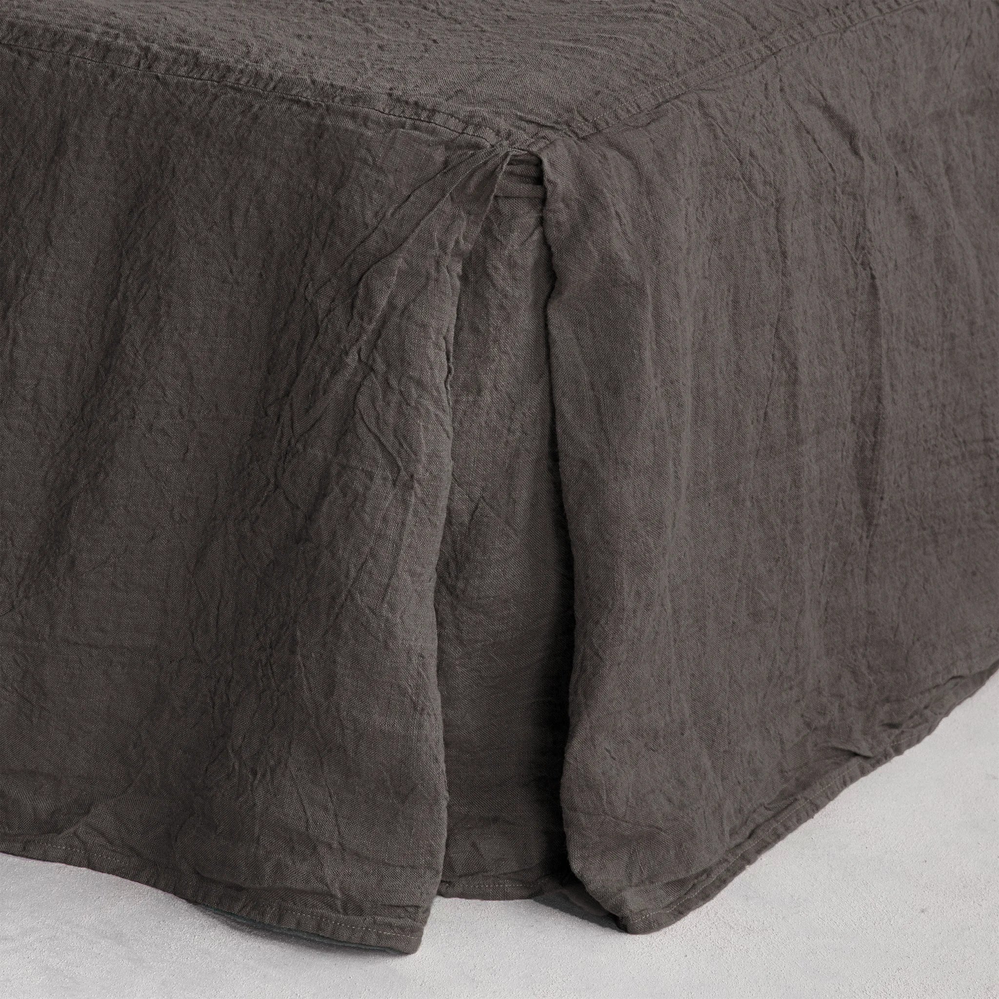 Linen Valance/Bed Skirt | Muted Black | Hale Mercantile Co.
