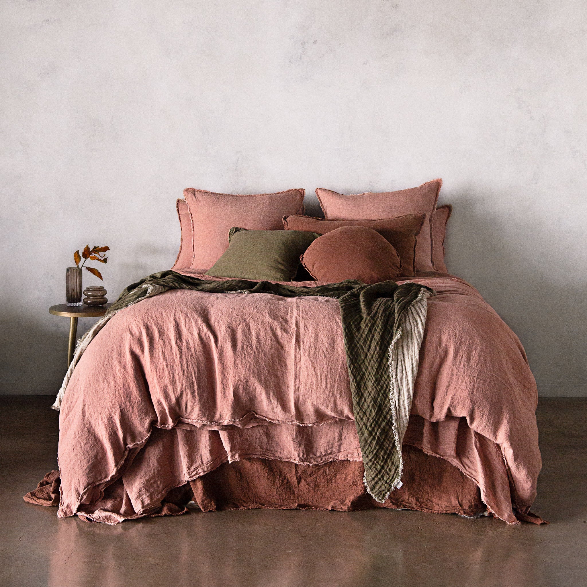 Pink Clay 100% French Flax Linen Bedding Set
