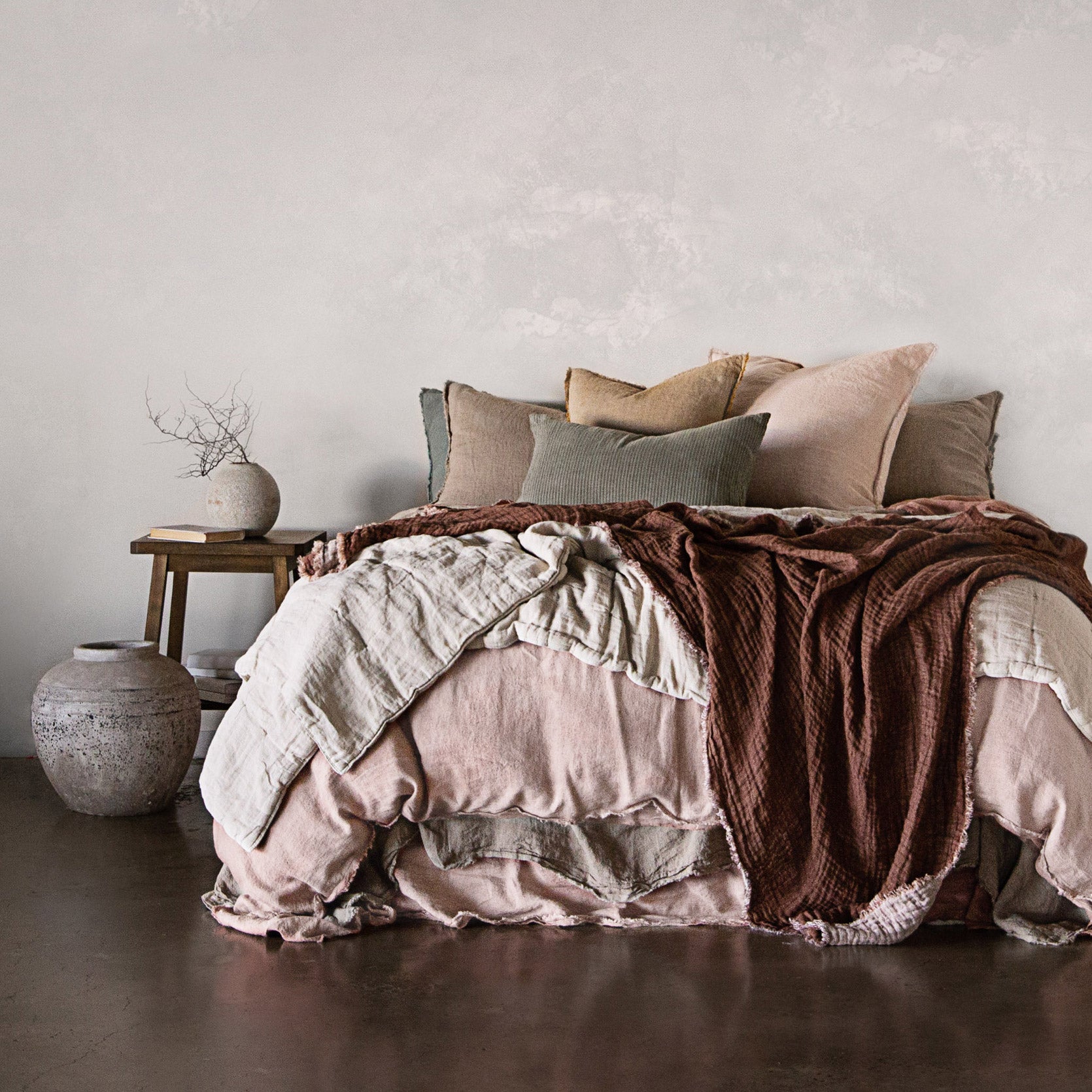 Linen Valance Bed Skirt Earthy Pink Hale Mercantile Co