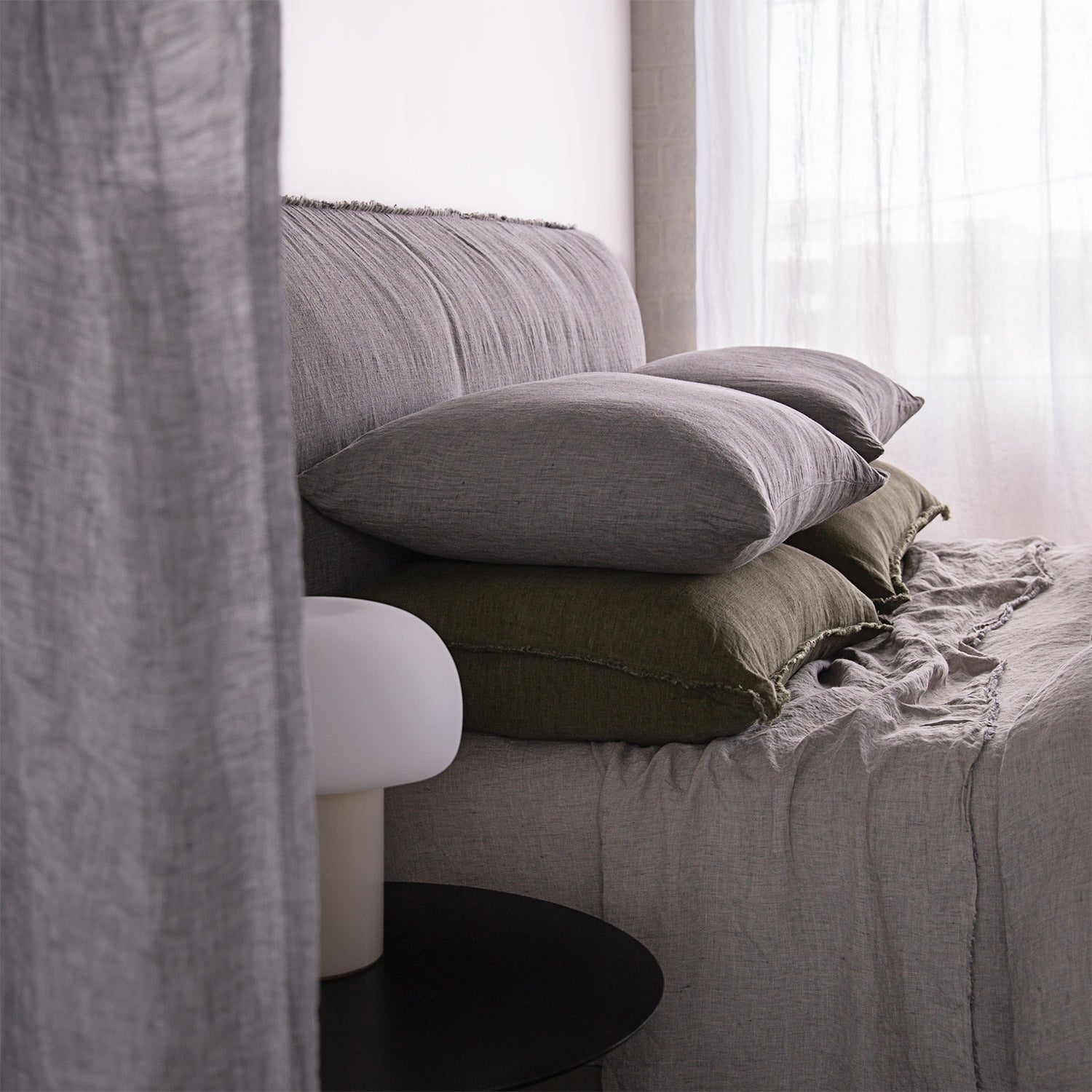 Flocca Linen Pillowcase | Deep Khaki | Hale Mercantile Co.