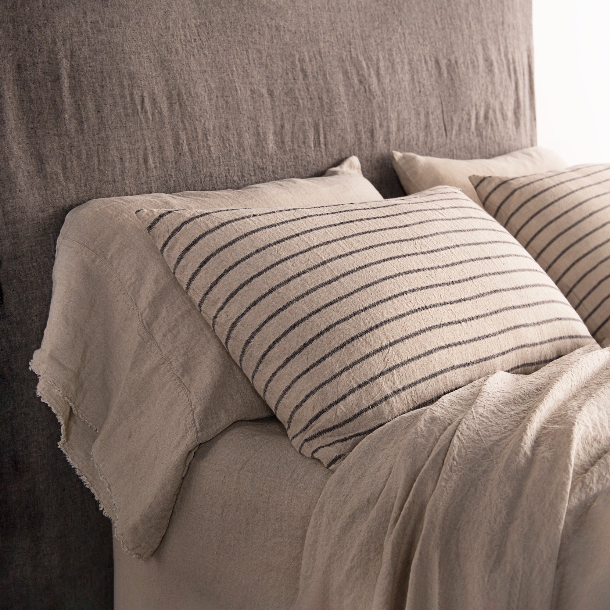 Stripe Linen Pillowcase | Natural Stripe | Hale Mercantile Co.