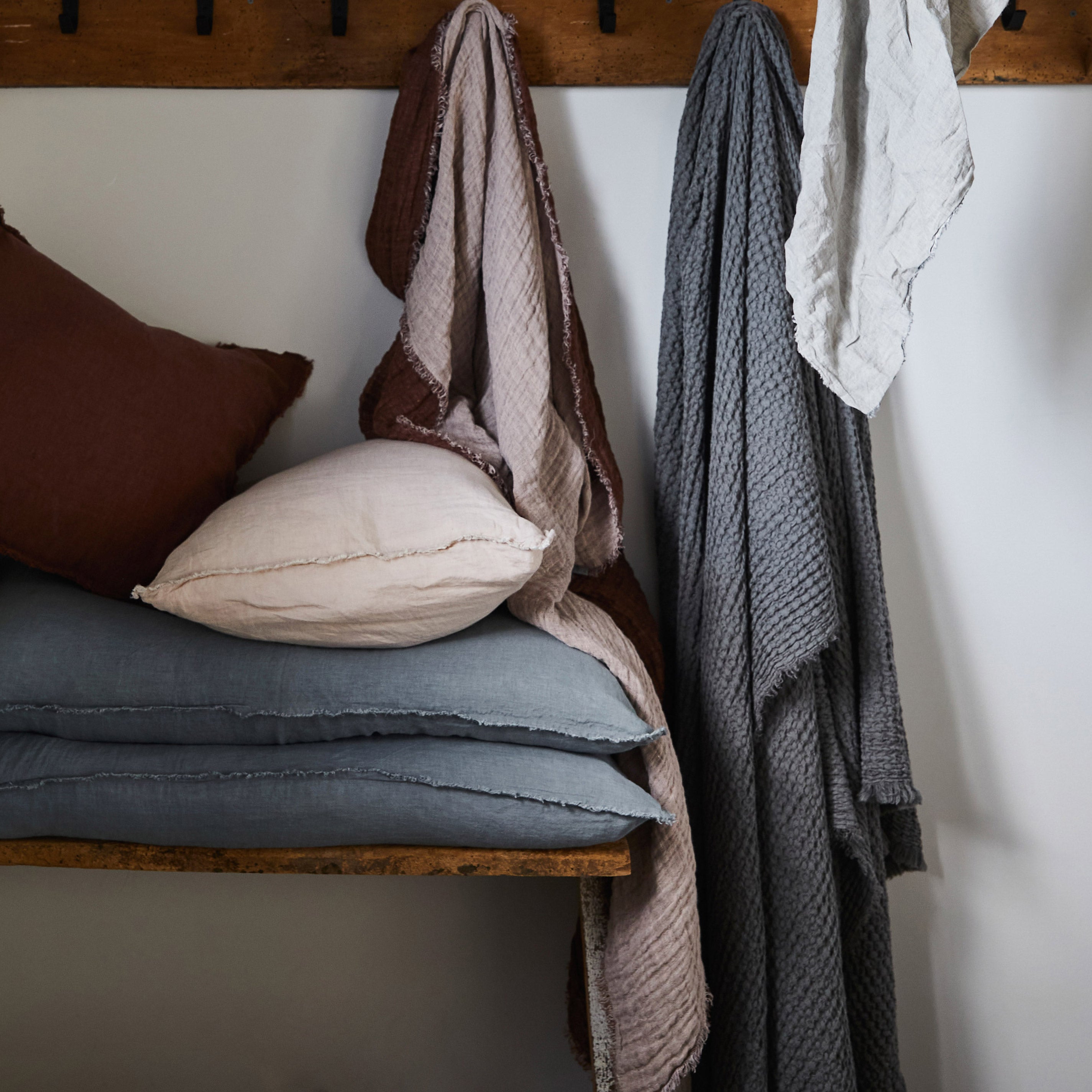 Reversible Linen Throw | Mulberry & Pink | Hale Mercantile Co.