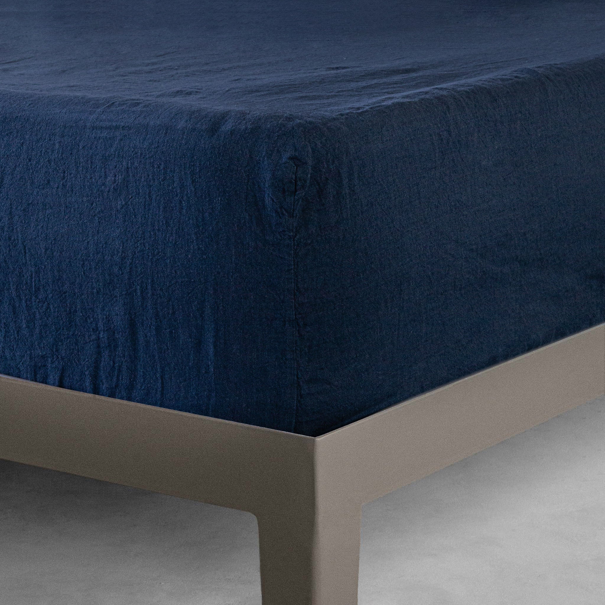 Linen Fitted Sheet | Navy Blue | Hale Mercantile Co.