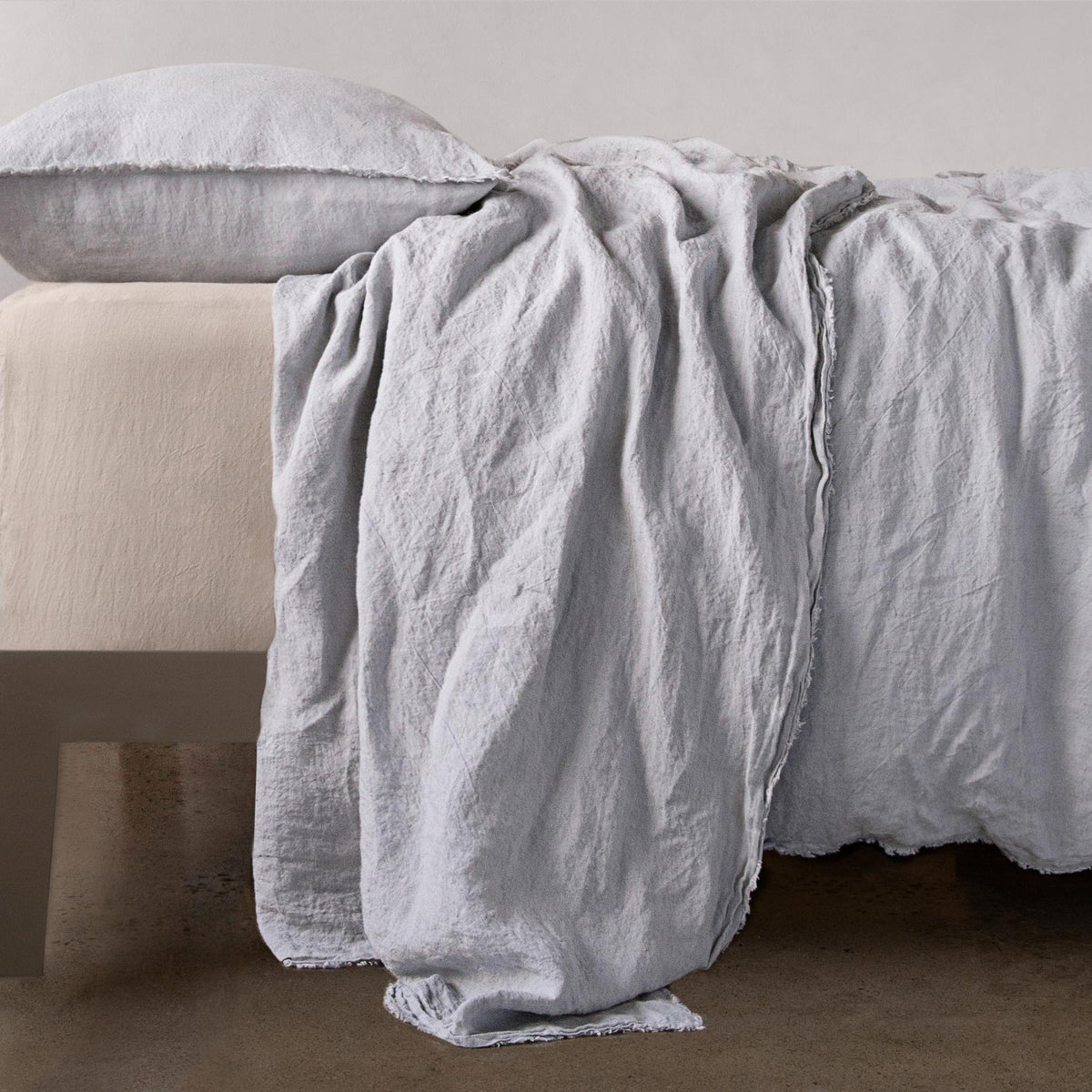 Flocca Linen Flat Sheet - Fog - Double