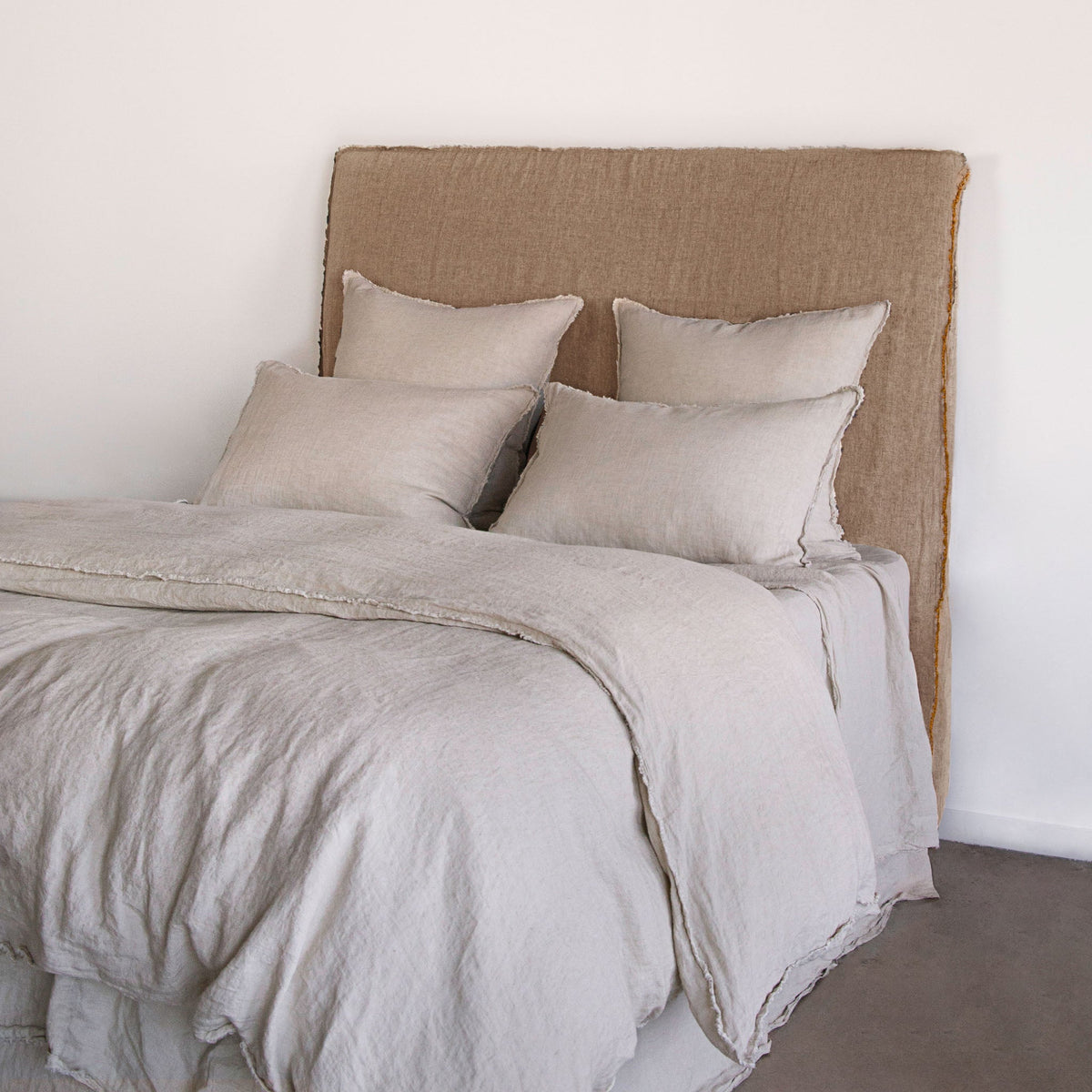 Flocca Linen Bedhead Tall - Brun - Queen